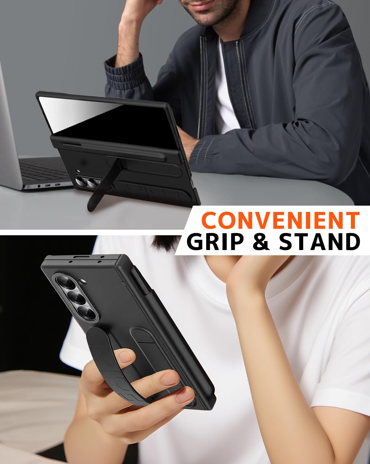 Ninki S Pen For Samsung Galaxy Z Fold 7 Case With Privacy Screen Protector & Strap,Anti Peep Shockproof Hinge Protector + Kickst