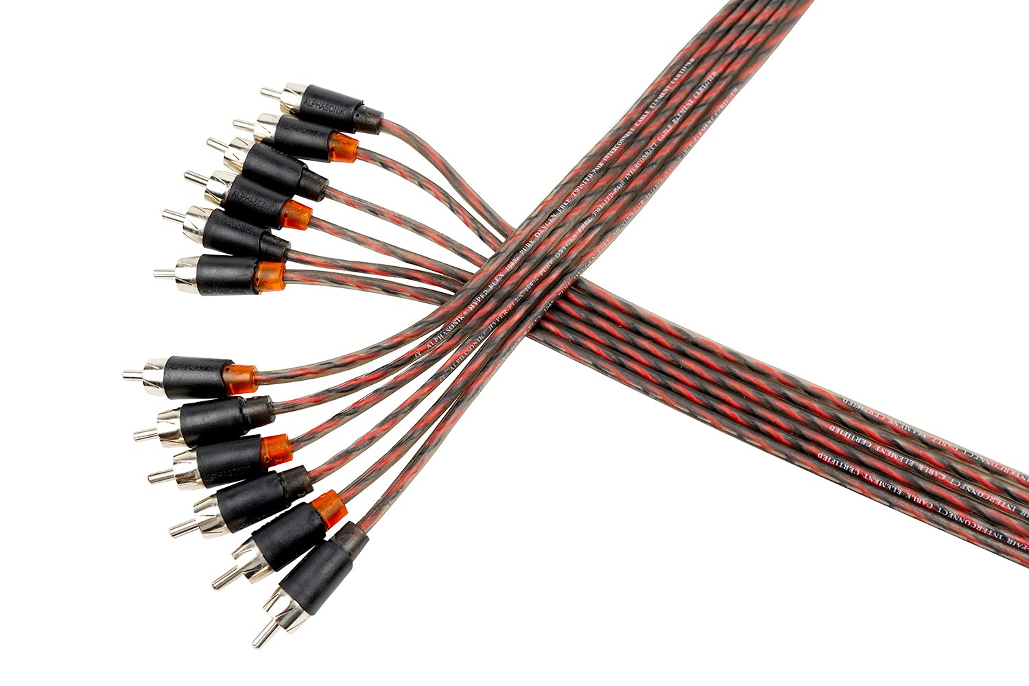 Alphasonik 17 Feet Premium 6 Channel Hyper Flex Rca Interconnect Signal Patch Audio Cable With X Radial Twist Wire Technology 10