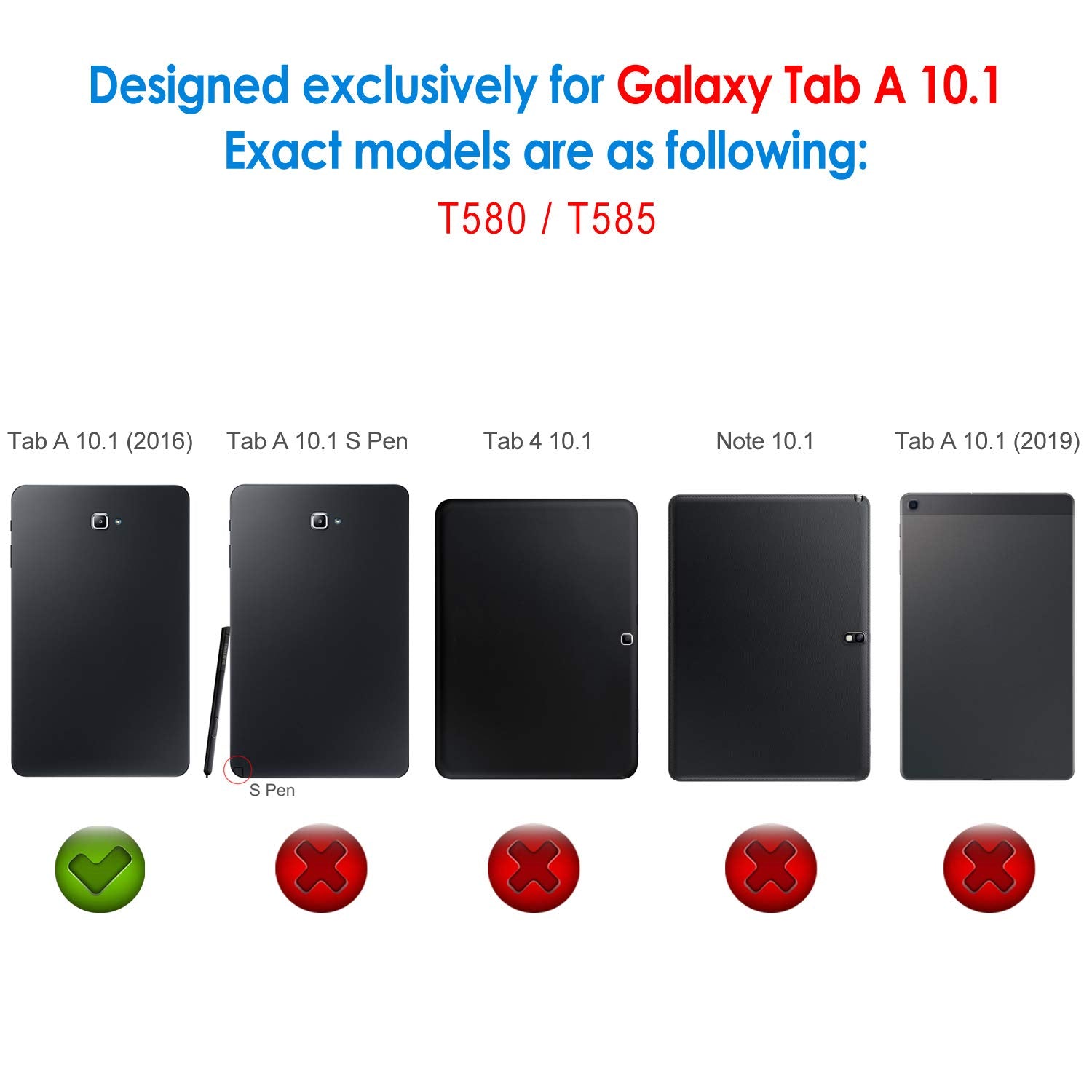 Jetech Case For Samsung Galaxy Tab A 10.1 2016 (Sm-T580 / T585, Not For 2019 Model), Smart Cover With Auto Sleep/Wake (Blue)