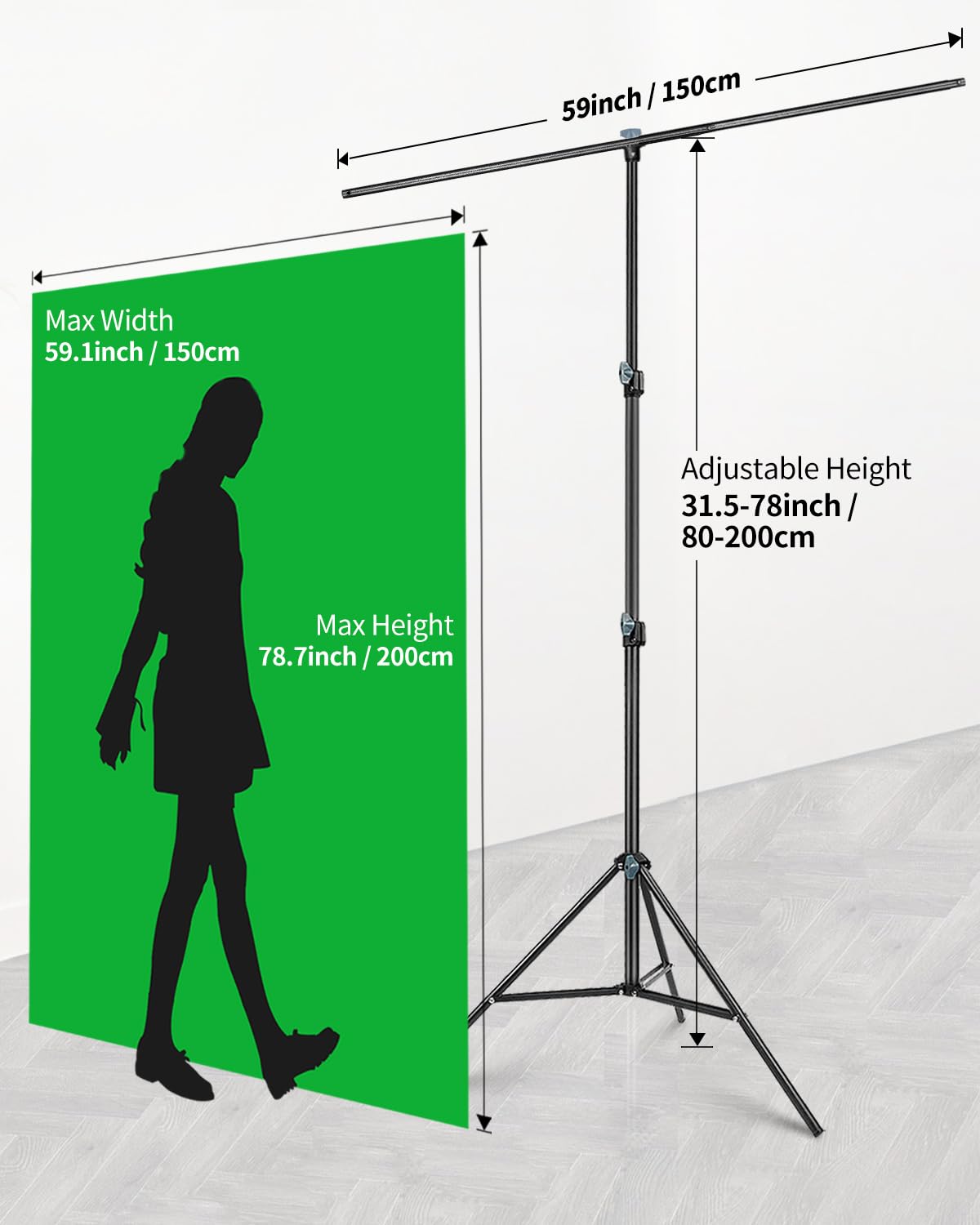Green Screen Stand Kit, Hemmotop 5X6.5 Ft Green Screen Backdrop With Stand For Streaming,Gaming,Zoom,Portable Greenscreen Backgr