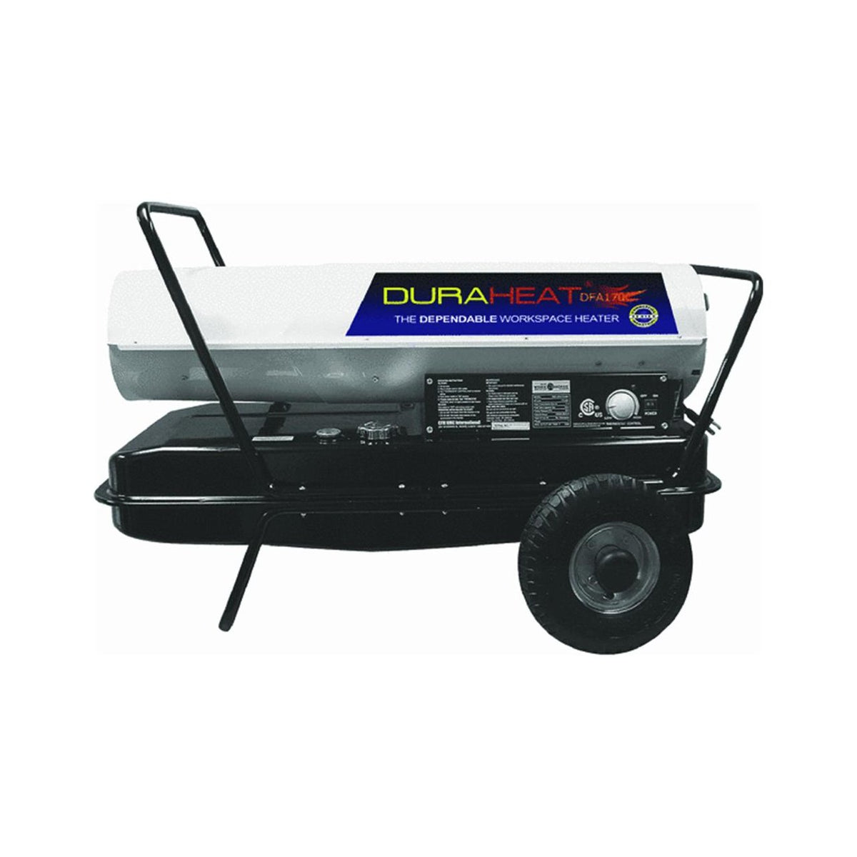 Dura Heat Dfa180Cv 140K 180K Btu Kero Forced Air Heater With Dual Heat Control, White And Black