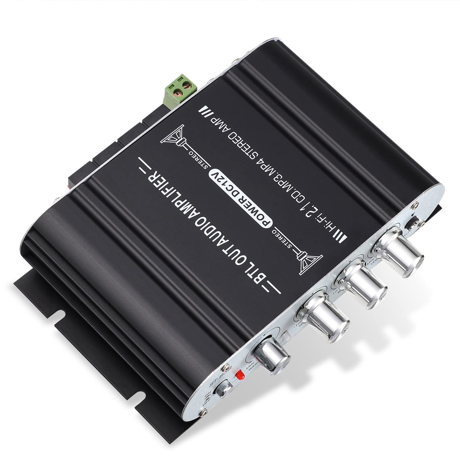 Facmogu St 838 2.1 Channel Hifi Stereo Subwoofer Amplifier, Rms 20Wx2+40W Mini Digital Audio Power Amplifier For Home Speakers, 80W Subwoofer Amplifier Audio Stereo Bass Amp With Power Supply   Black