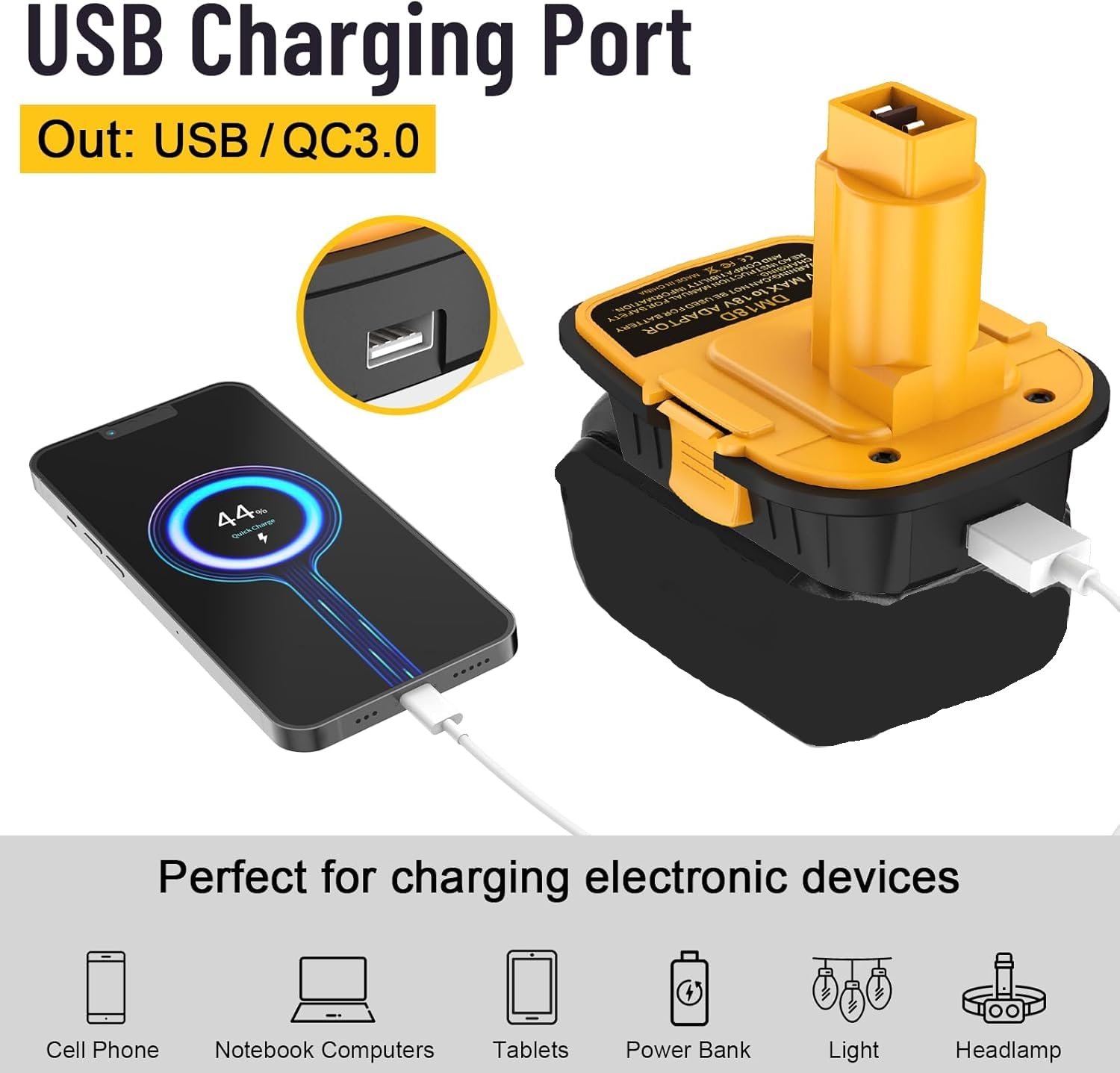 1 Pack Dm18D Battery Adapter Converter With Usb Port For Dewalt 18V Tools, Converts For De Walt 20V Or Mil Wau Kee 18V Li On To
