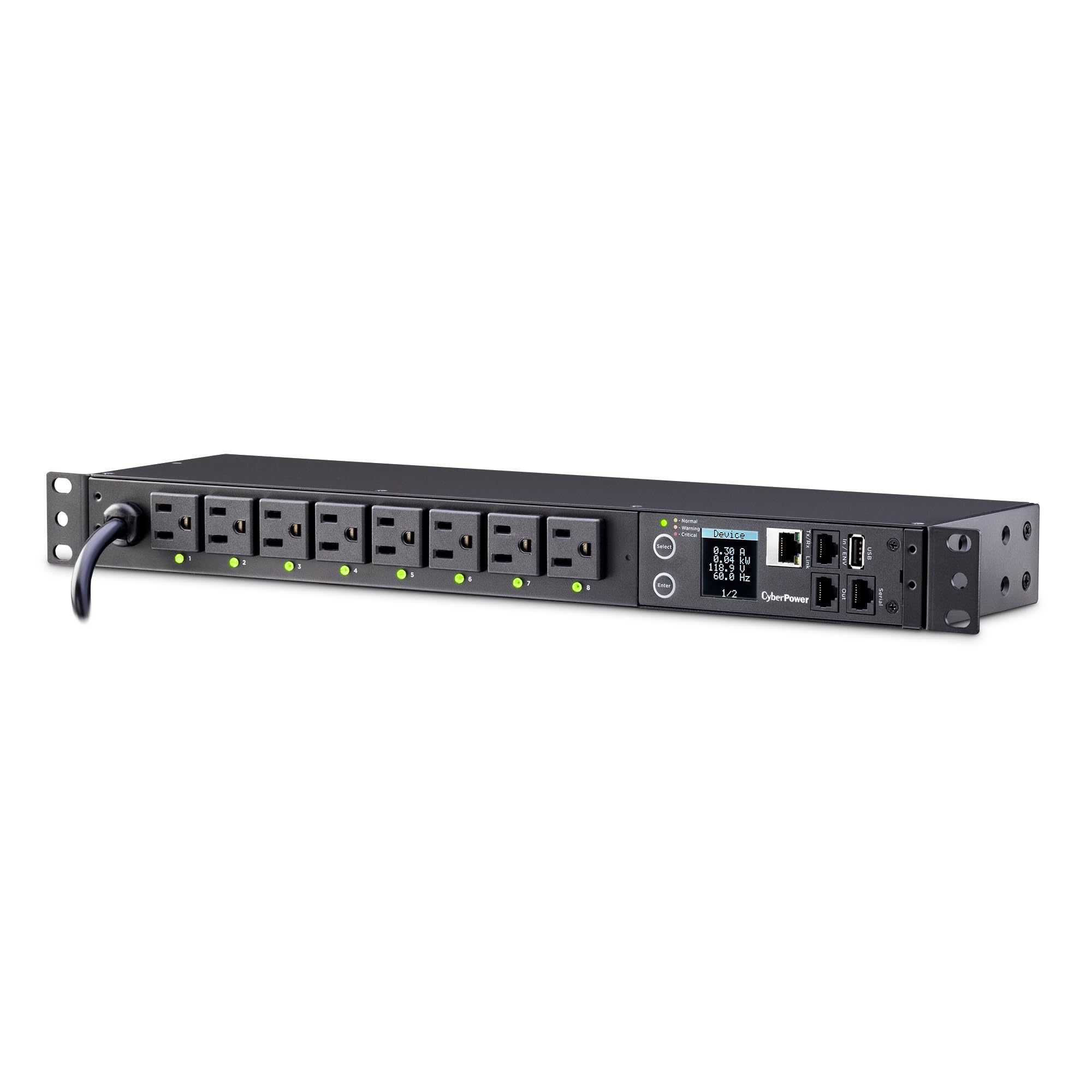Cyberpower Pdu81001 Switched Metered By Outlet Pdu, 100 120V/15A, 8 Outlets, 1U Rackmount