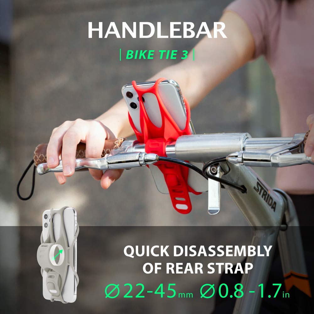 Bone Bike Tie 3, Bike Cell Phone Mount For Handlebar, Scratch-Free Silicone Holder With Anti-Slip Design, Universal Cycling Phon