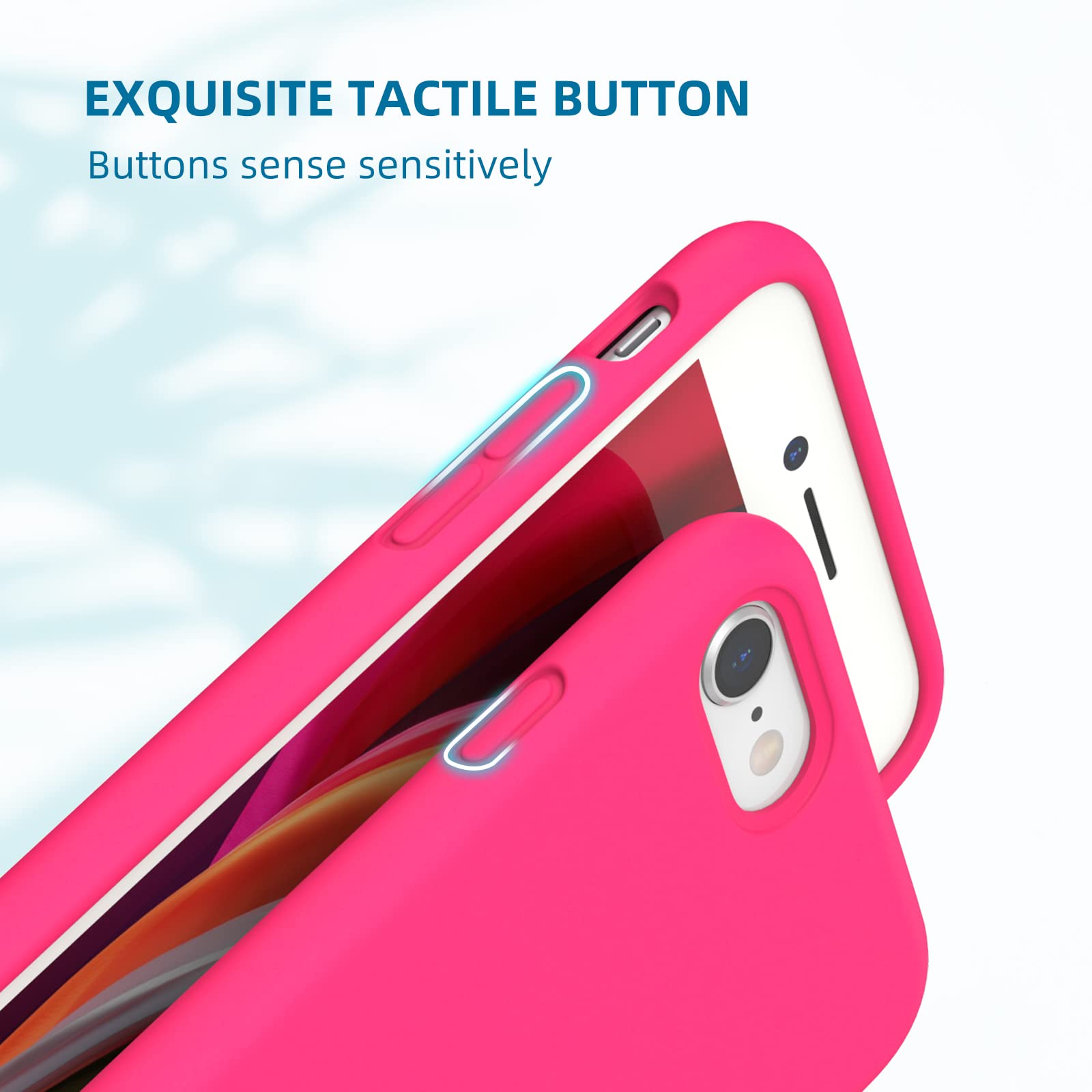 K TOMOTO iPhone SE (3rd/2nd gen) 8 7 Case 4.7" Drop Protection Liquid Silicone Hot Pink