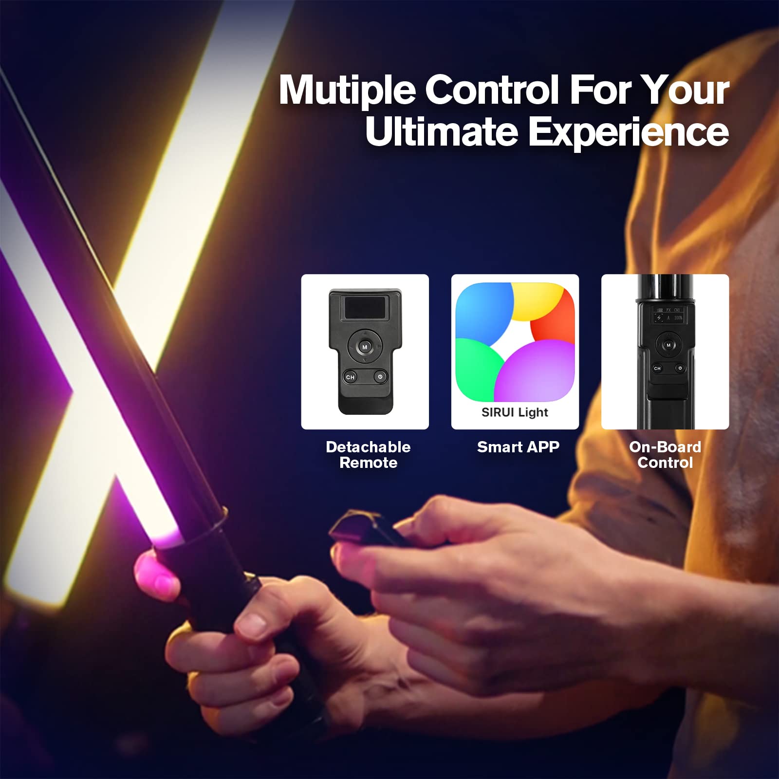 Sirui T60 Rgb Led Video Light Stick, Portable Handheld Photography Lighting Wand, 29.1'' Tube Light Bar With Rechargeable Batter