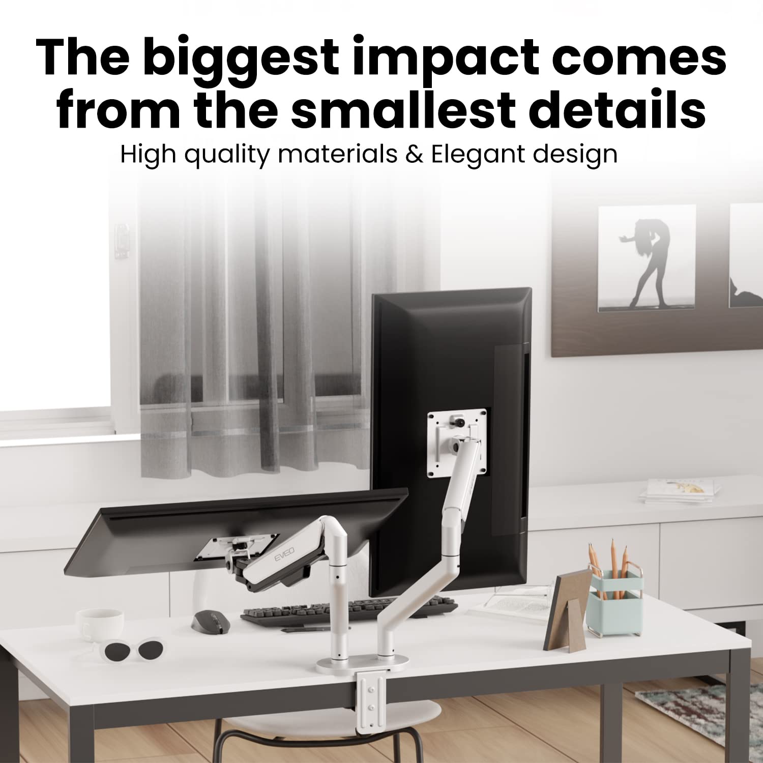 Eveo Premium Dual Monitor Mount 14 32    Dual Monitor Stand Vesa Bracket Adjustable Height Gas Spring Monitor Stand For Screen F