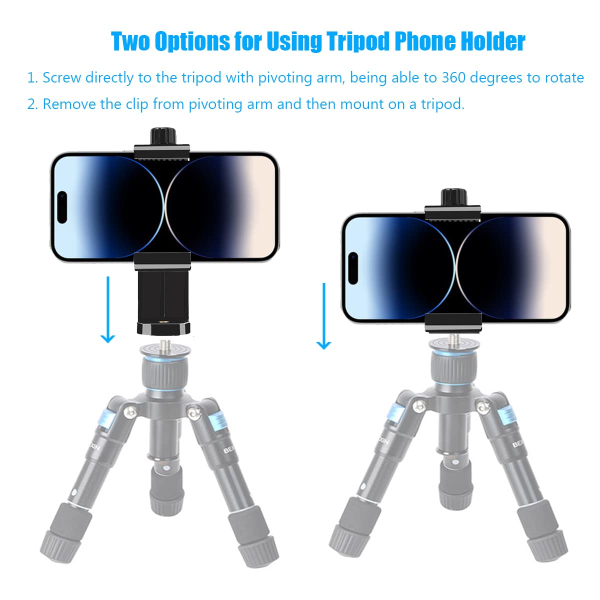 Cell Phone Tripod Mount Holder, Smartphone Tripod Cell Phone Holder Mount Adapter Clip, Digtal Camera Bracket Selfie Lens Monopo