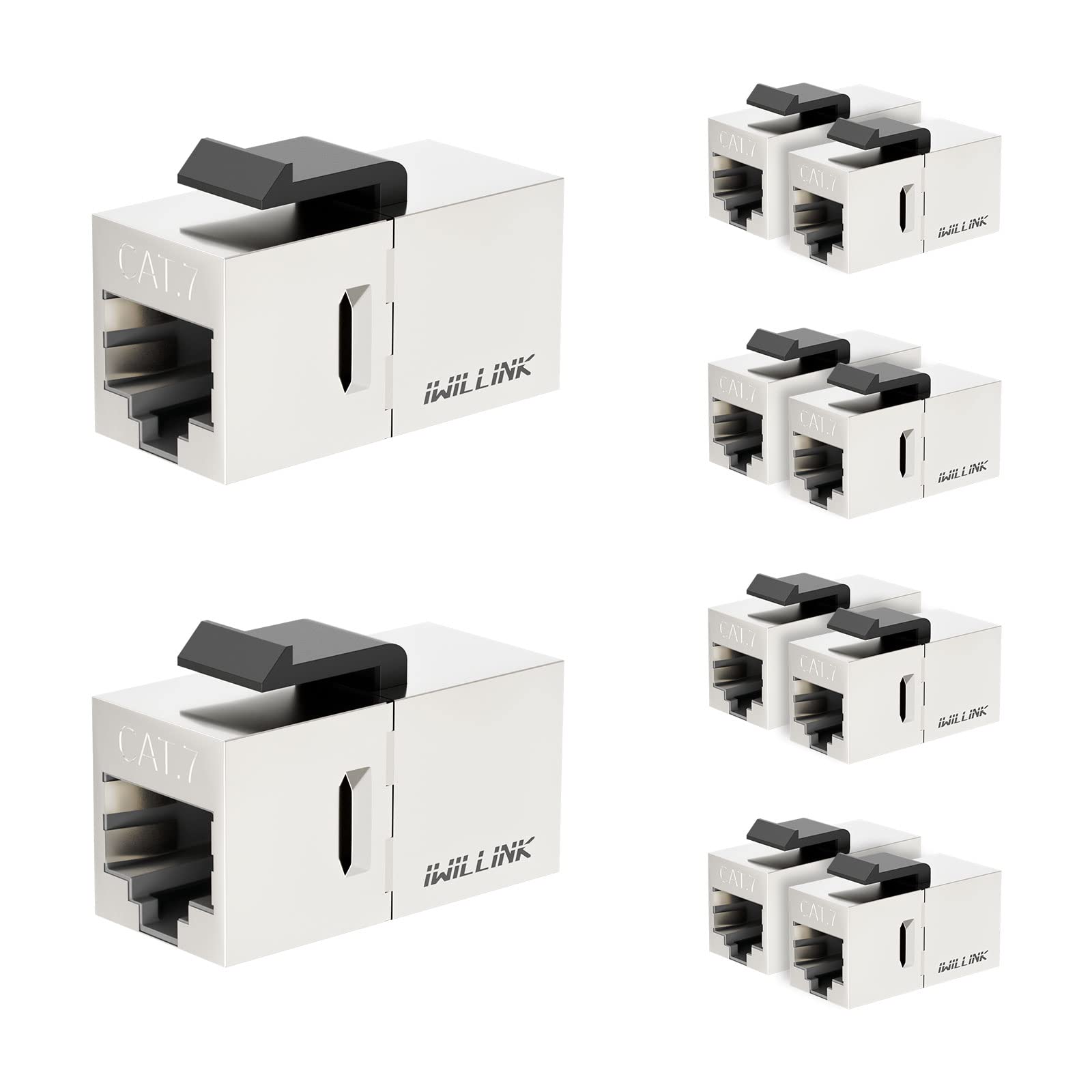 Iwillink Ul Listed Cat7 Coupler Rj45 Keystone Shielded Coupler 10 Pack, Ethernet Coupler, Female To Female Keystone Jack,Stp Key