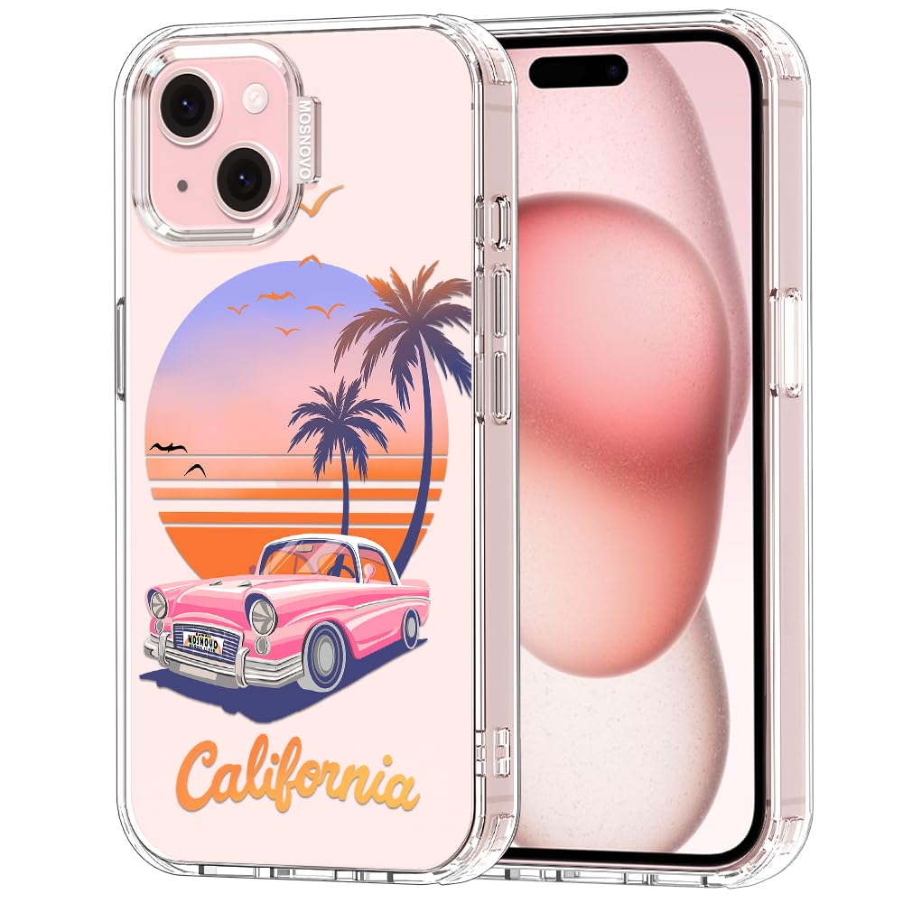 MOSNOVO for iPhone 15 Case, Shockproof Military-Grade Protection 6.6ft Drop Tested, Clear Phone Case for iPhone 15, Cali Cruise 