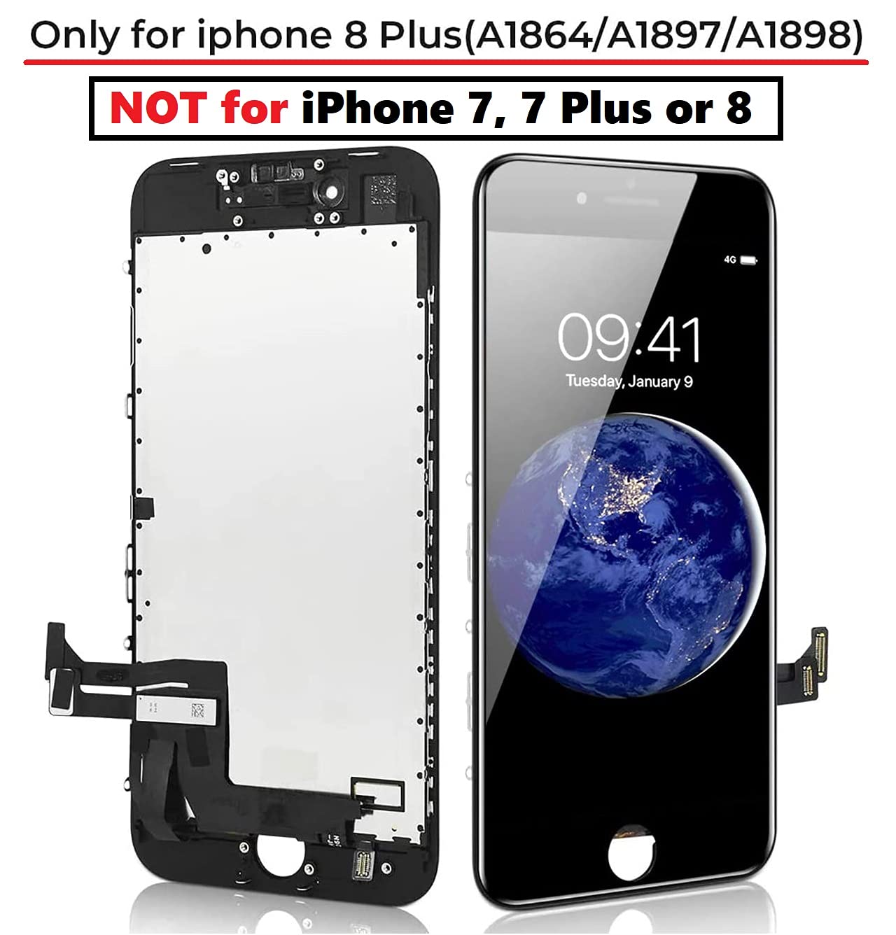 For Iphone 8 Plus Screen Replacement Black 5.5 Inch, Diykitpl 3D Touch Lcd Digitizer Display For Iphone 8 Plus, With Repair Tool