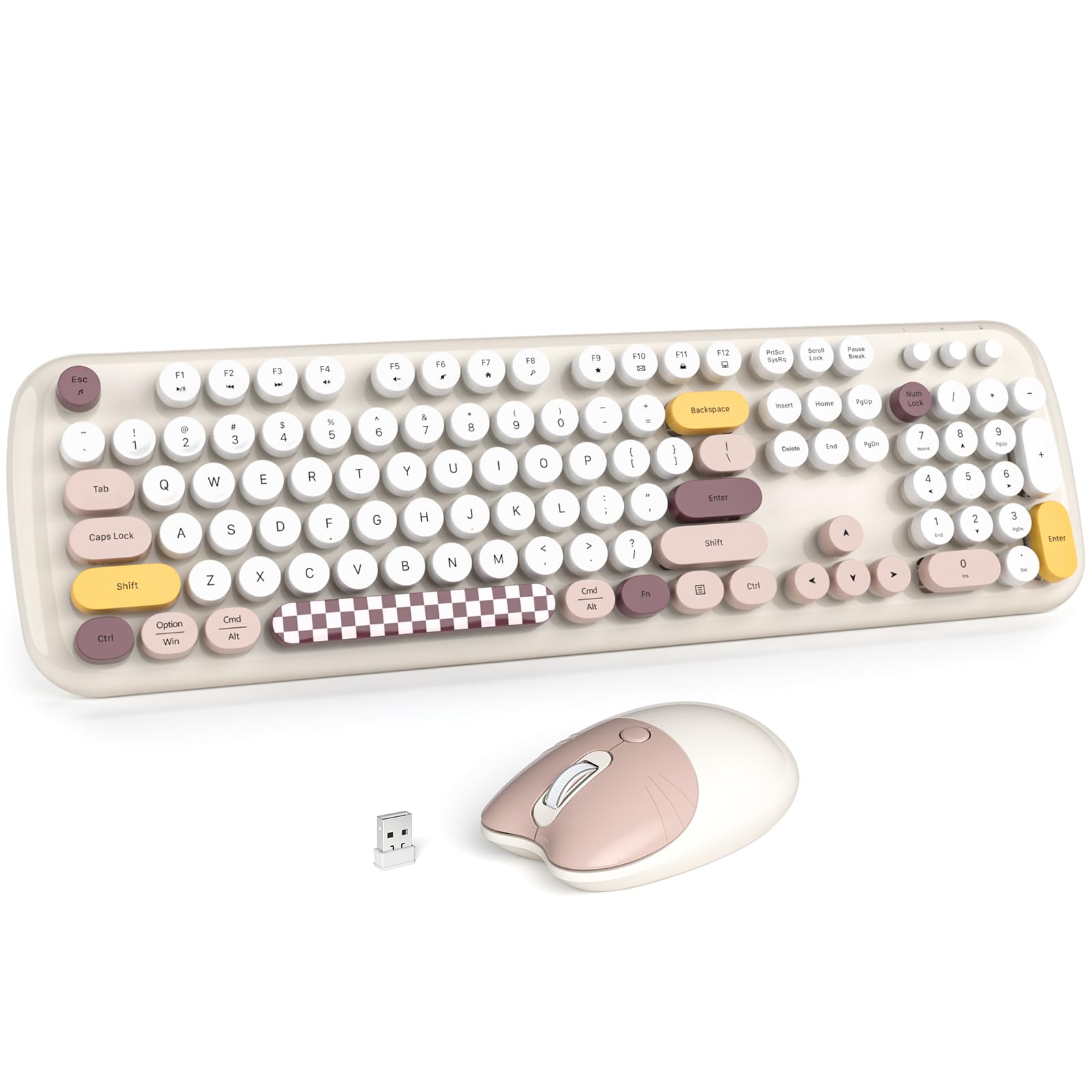 Wireless Keyboard And Mouse Combo For Windows, Mowux 2.4G Full Sized External Cordless Computer Keyboard, Compact Mouse, 8 Multi