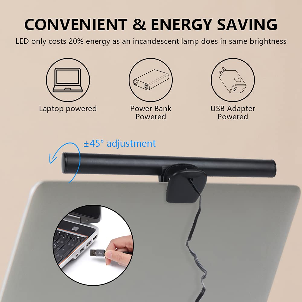 Vigind Computer Monitor Light,Screen Light Bar Usb Powered Monitor Clamp Lamp,Eye Protect Clip On Monitor Lamps,Adjustable Brigh