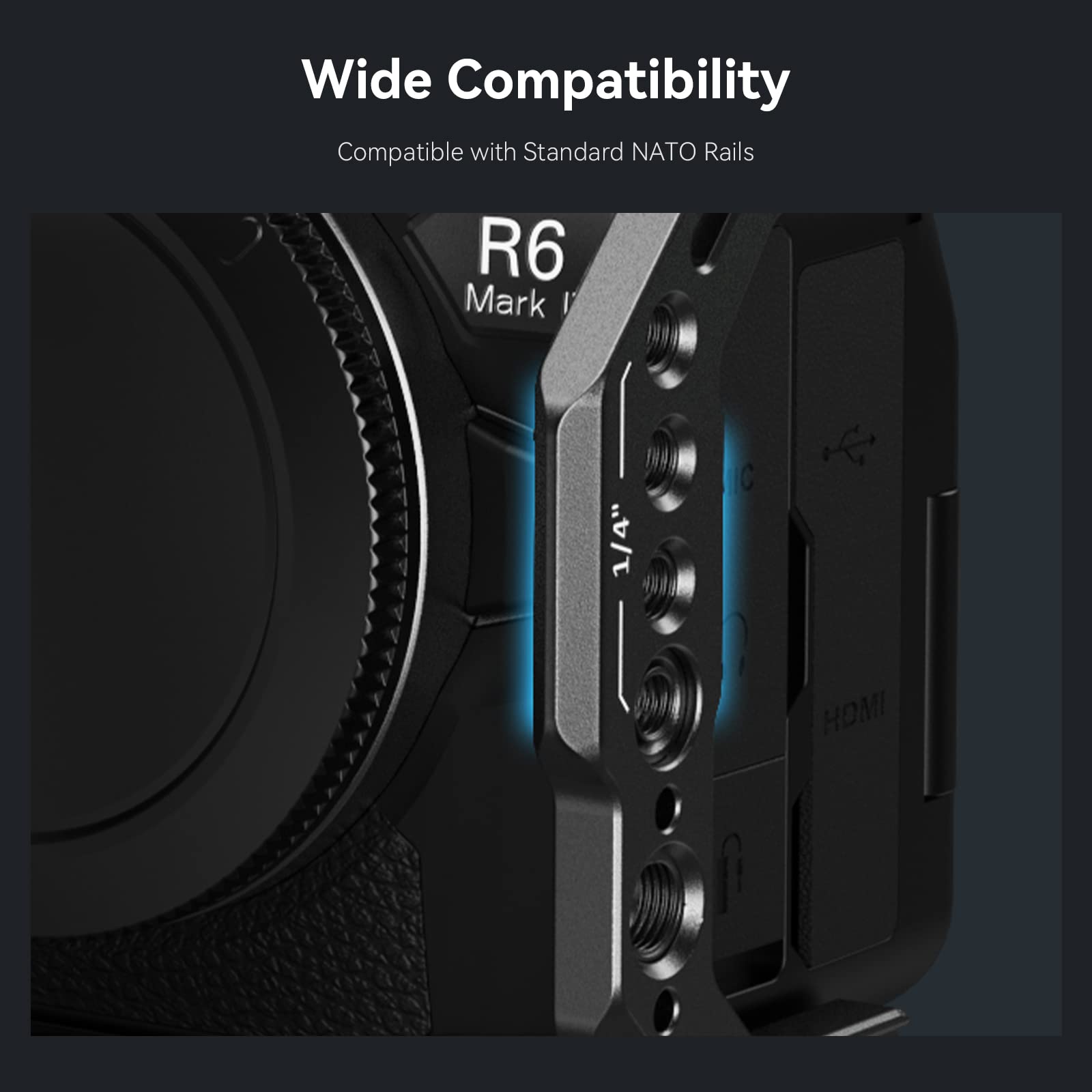 Smallrig Snap-On Nato Side Handle, Quick Lock Design, Up/Down Adjustable, Built-In Cold Shoe Mount, 1/4-20 Thread Hole, Wrist