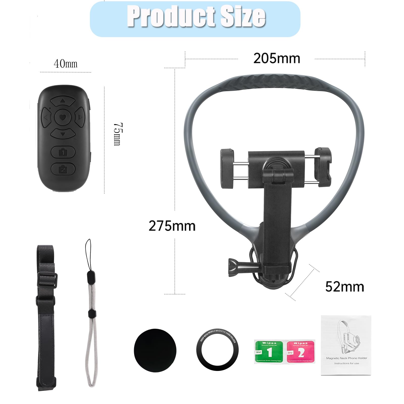 Xlmjdzq Phone Chest Mount,Magnetic Neck Chest Mount With Wireless Remote,Neck Holder For Iphone Android Phones,Pov Phone Holder(