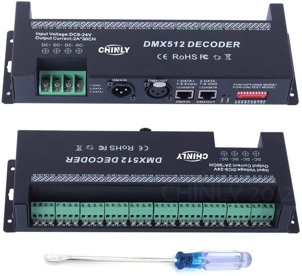 30 Channel Dmx Decoder 512 Rgb Led Strip Controller Dmx Dimmer Dc9V-24V 2A/Ch