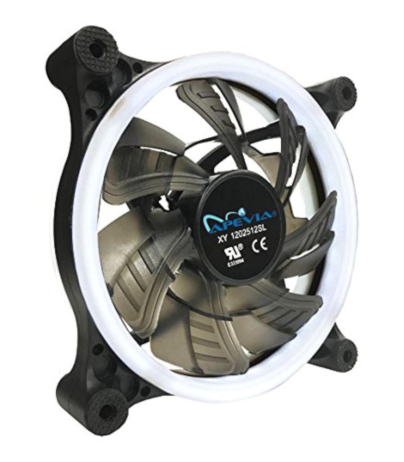 Apevia 12L Cwh 120Mm Silent Dual Rings White Led Fan With 32 X Leds & 8 X Anti Vibration Rubber Pads