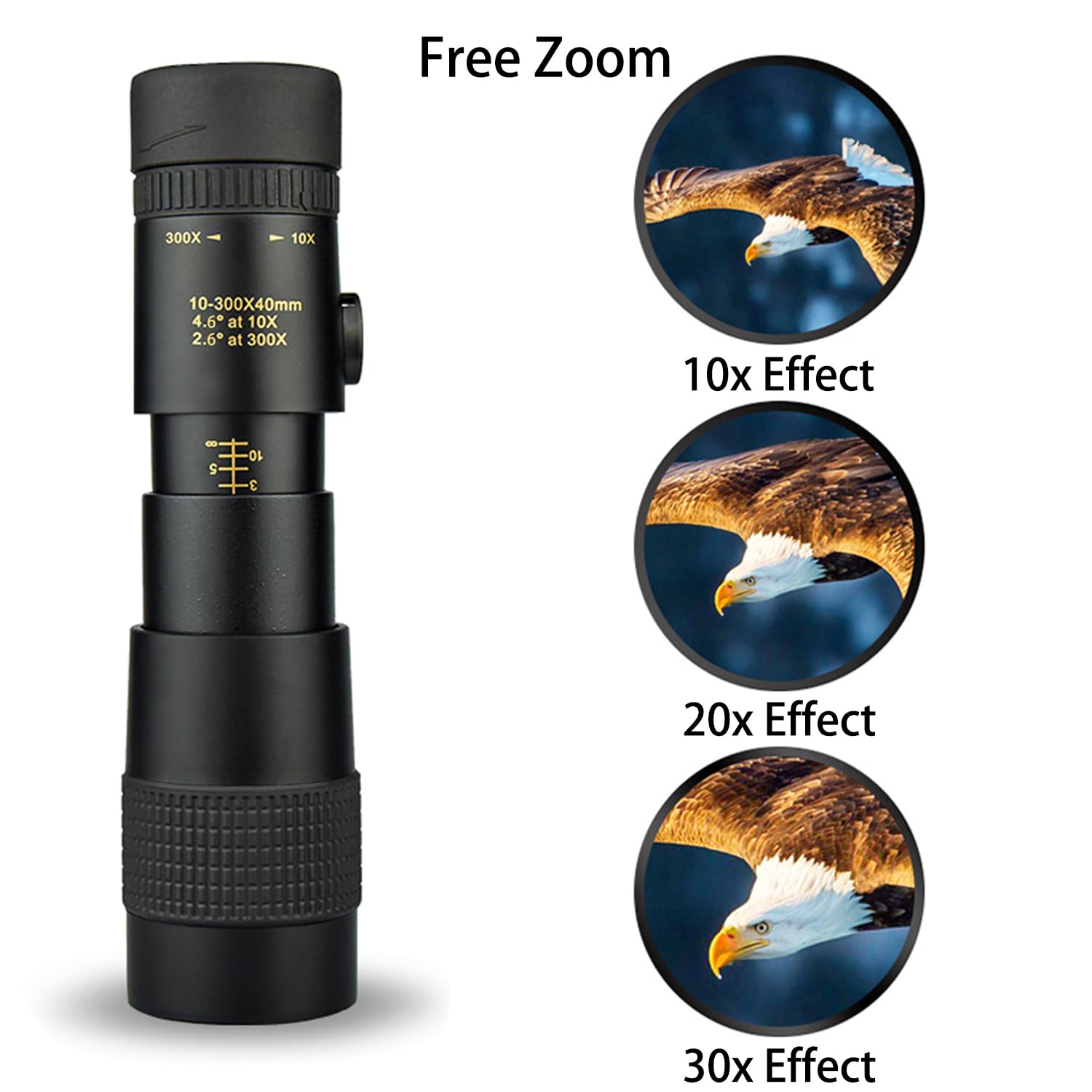 Monocular Telescope 10  300 40, Komire Compatible For Mobile Phones Compact Monoculars With Bak4 High Transparency Prism Fmc Coa