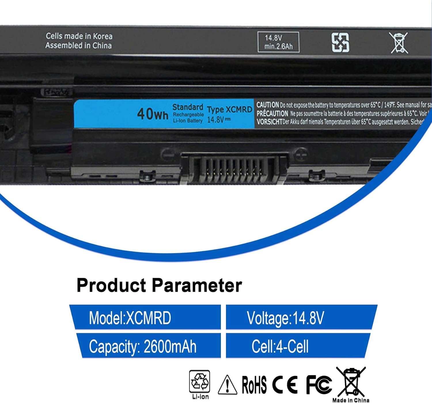 Xcmrd Battery For Dell Laptop, 14.8V 40Wh Battery For Dell Inspirion 15 3000 Series 3531 3541 3542 3543 14 3421 3437 14R 5437 15