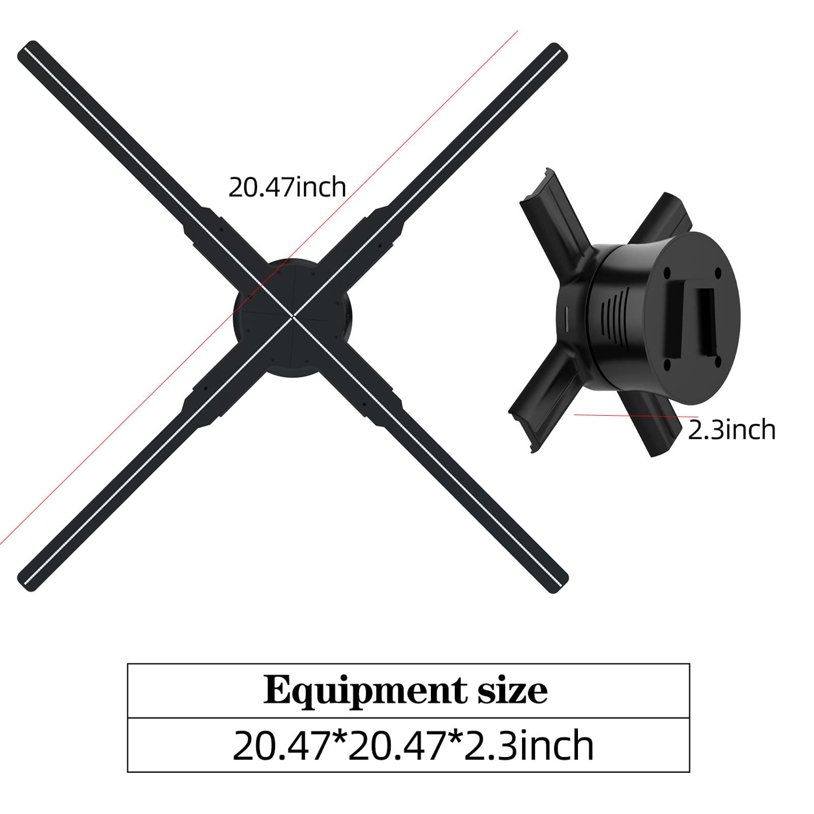 3D Hologram Fan, 52Cm 3D Hologram Projector Hd Led 2000*1444Px Resolutionadvertising Display With Remote And Bluetooth And Wifi,