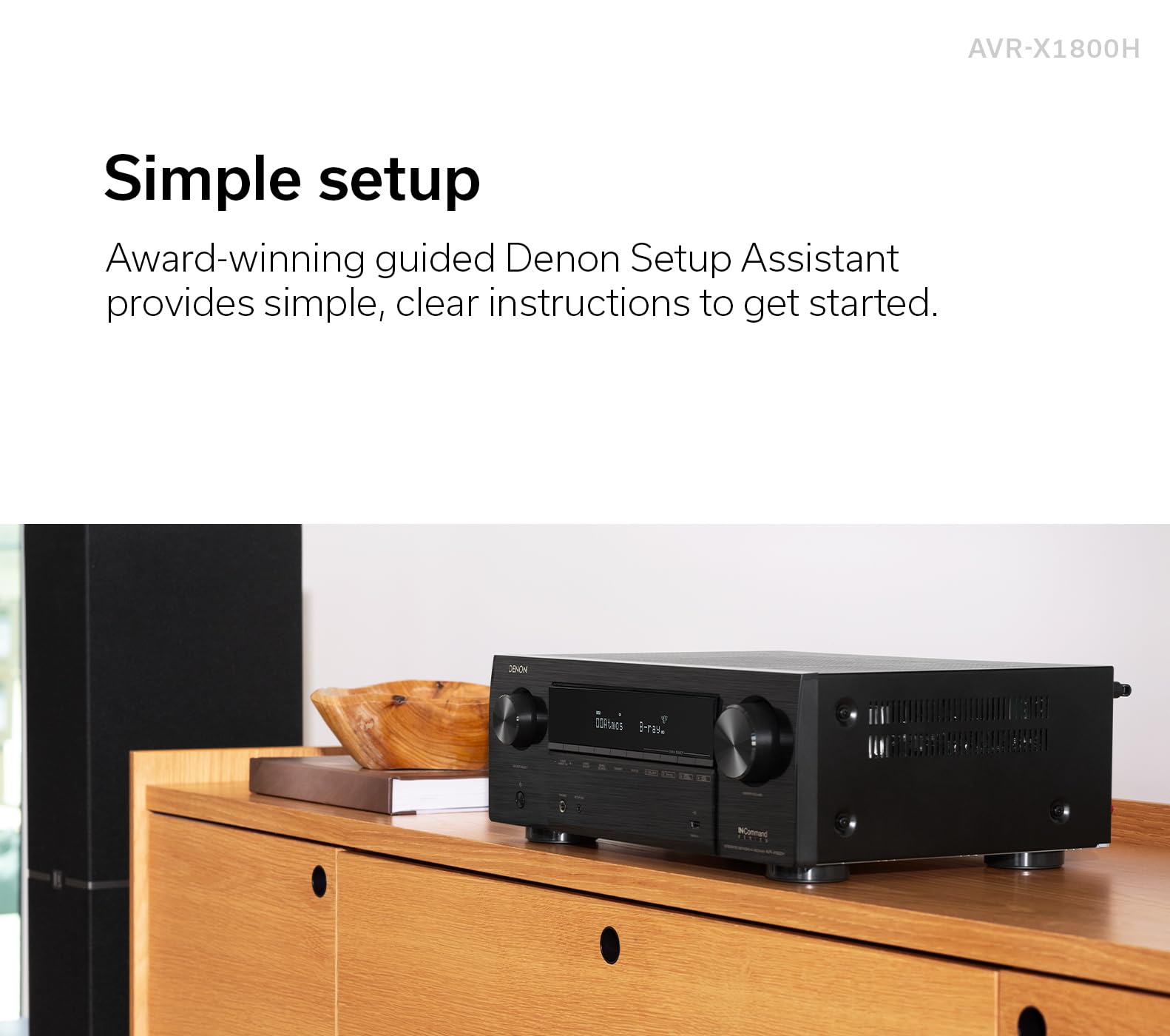 Denon Avr X1800H 7.2 Channel Av Receiver   80W/Channel, Wireless Streaming Via Built In Heos, Wifi, & Bluetooth, Supports Dolby