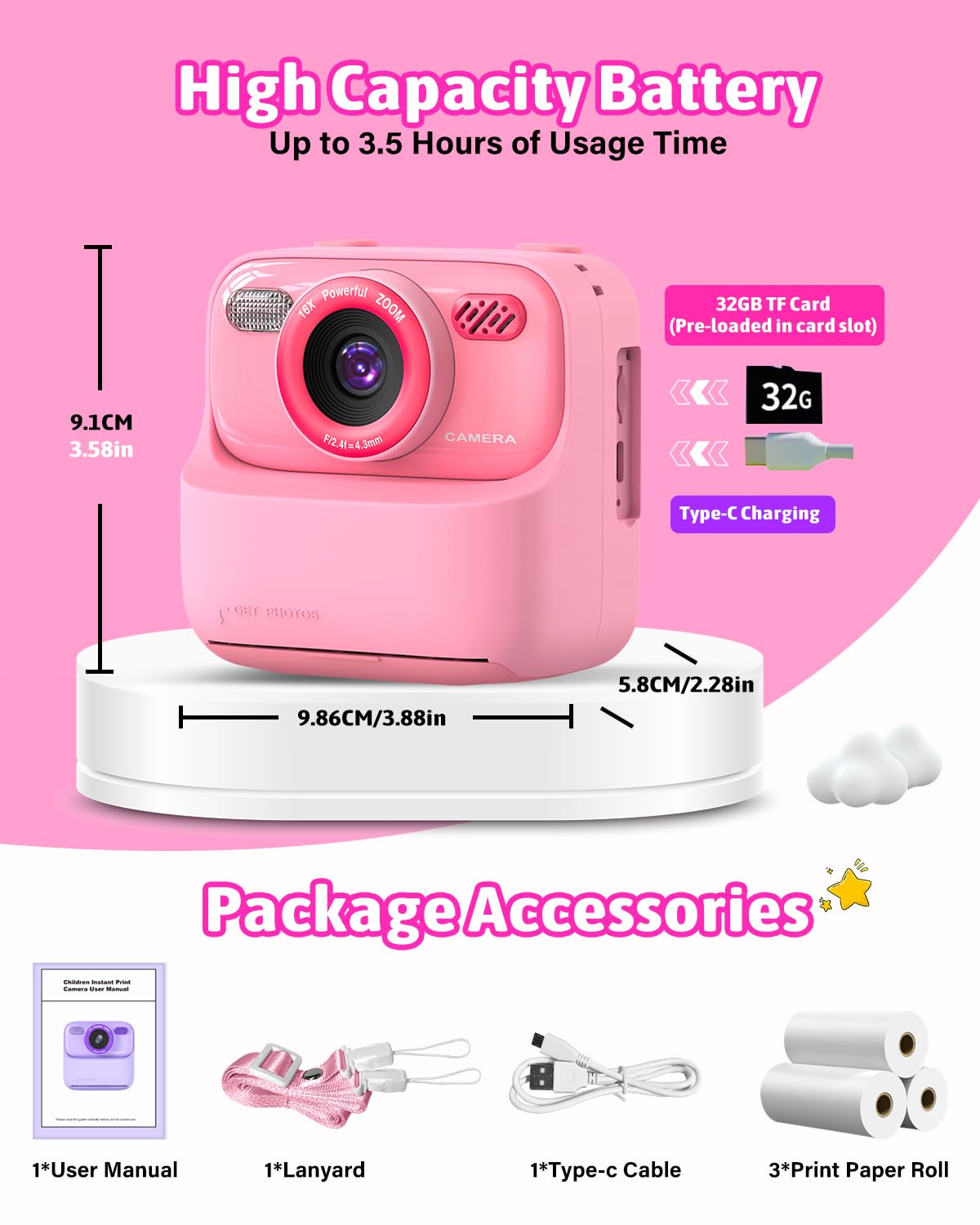 Mgaolo Kids Camera Instant Print Photo,Children Digital Camera Toys Gift With Hd Video For Girls Boys 3 12 Age,Chritmas Birthday