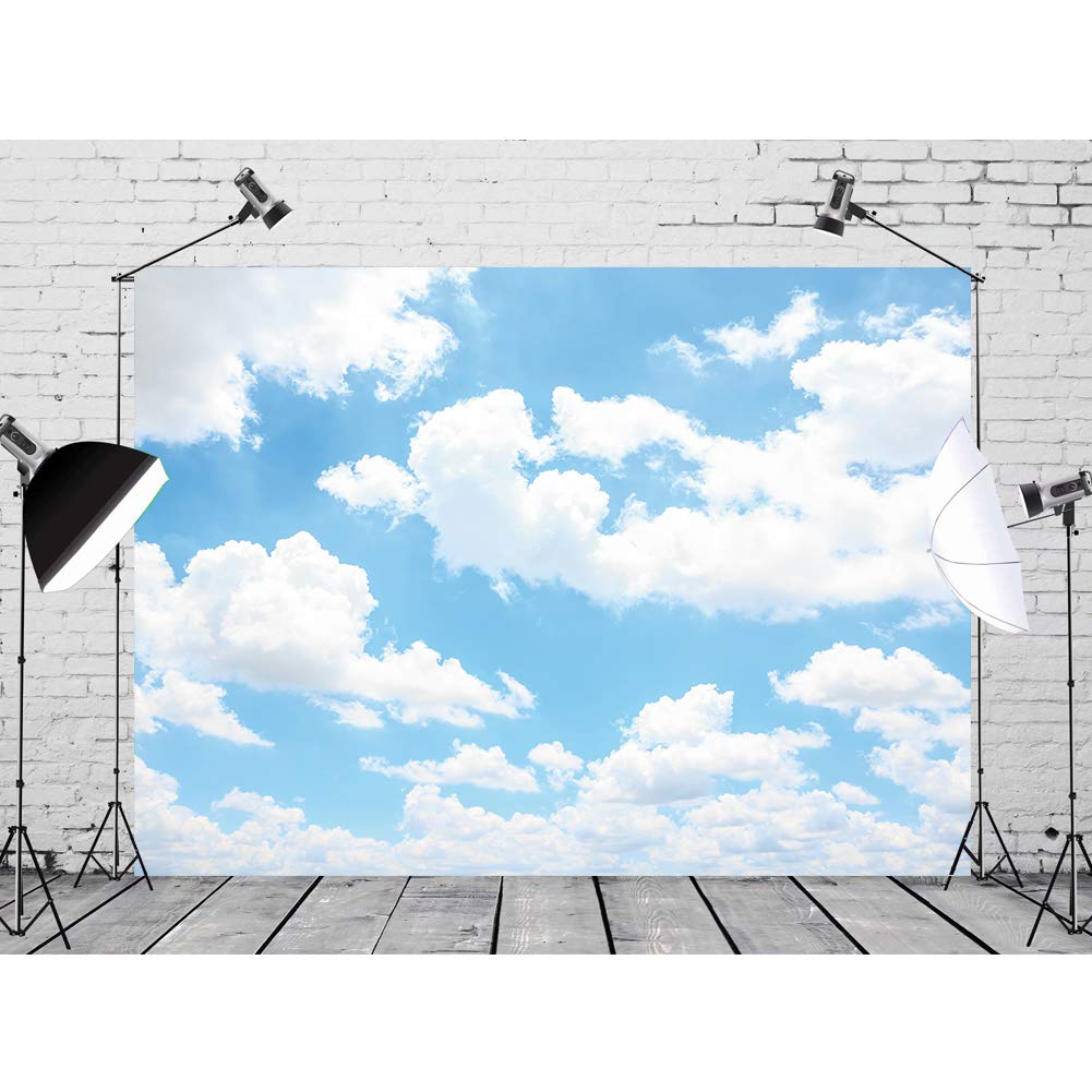 Svbright Blue Sky 7(W) X 5(H) Ft Polyester Fabric White Cloud Backdrop Party Wall Decorations Nature Scenery Wedding 1St Newborn