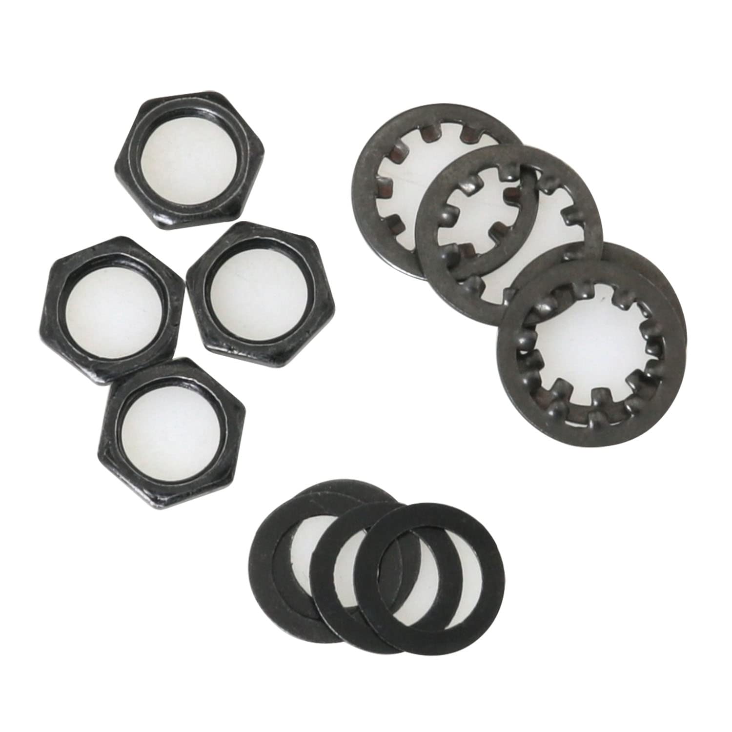 Dgbrsm 4 Sets 3/8'' Guitar Nut Flat Washer And Locking Washer Metal Hex Nut For Us Cts Pots And Jacks, Black