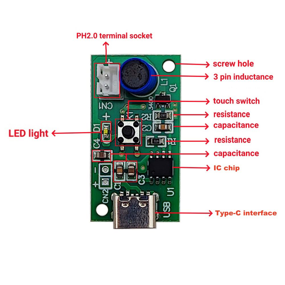 Sazkjere 6Pcs Usb Humidifieration Atomization Disc Type C Interface Dc 5V Atomization Drive Circuit Board