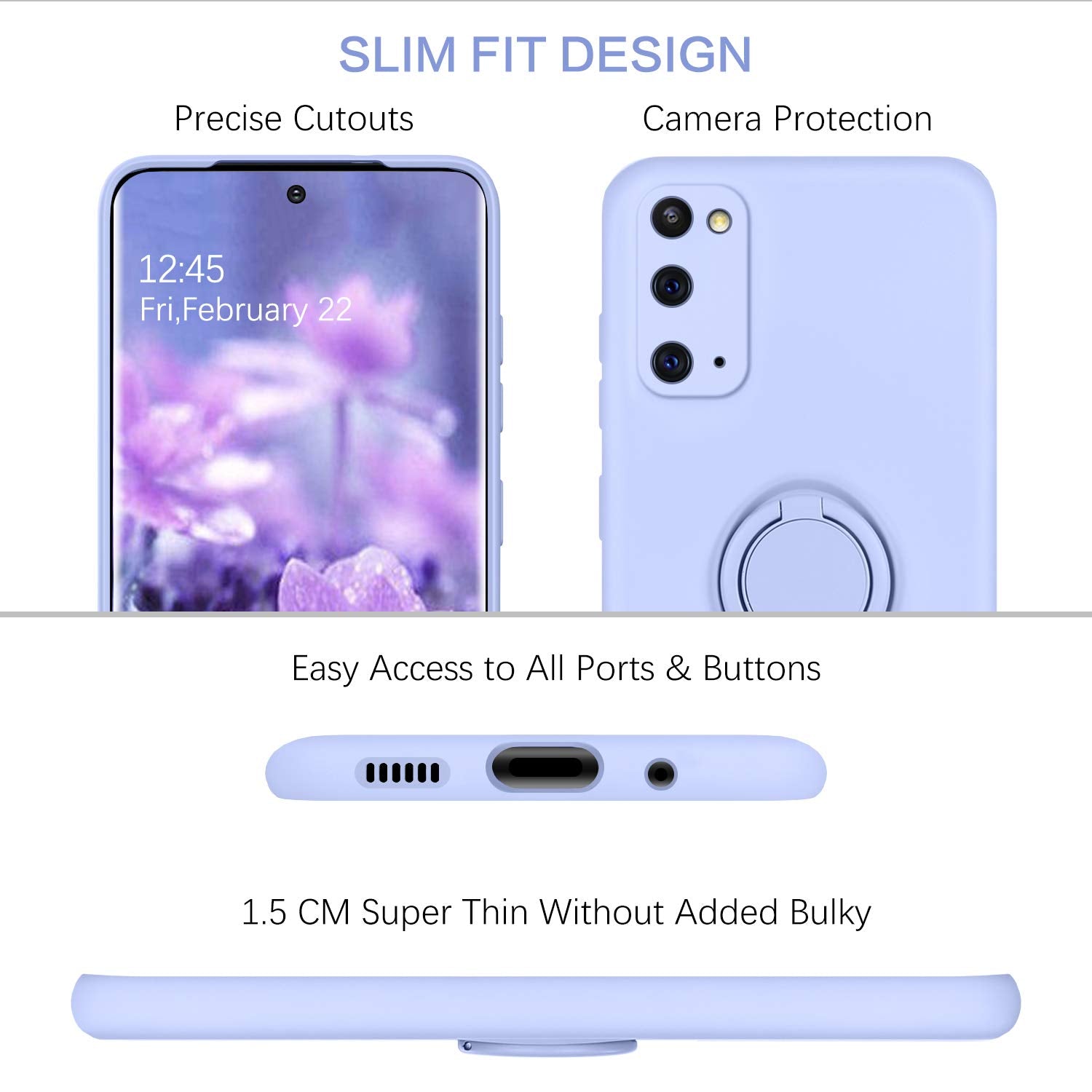 Bentoben For Galaxy S20 Case, Phone Case Samsung S20 5G 2020,Slim Silicone Ring Holder Kickstand | Support Car Mount | Soft Rubb