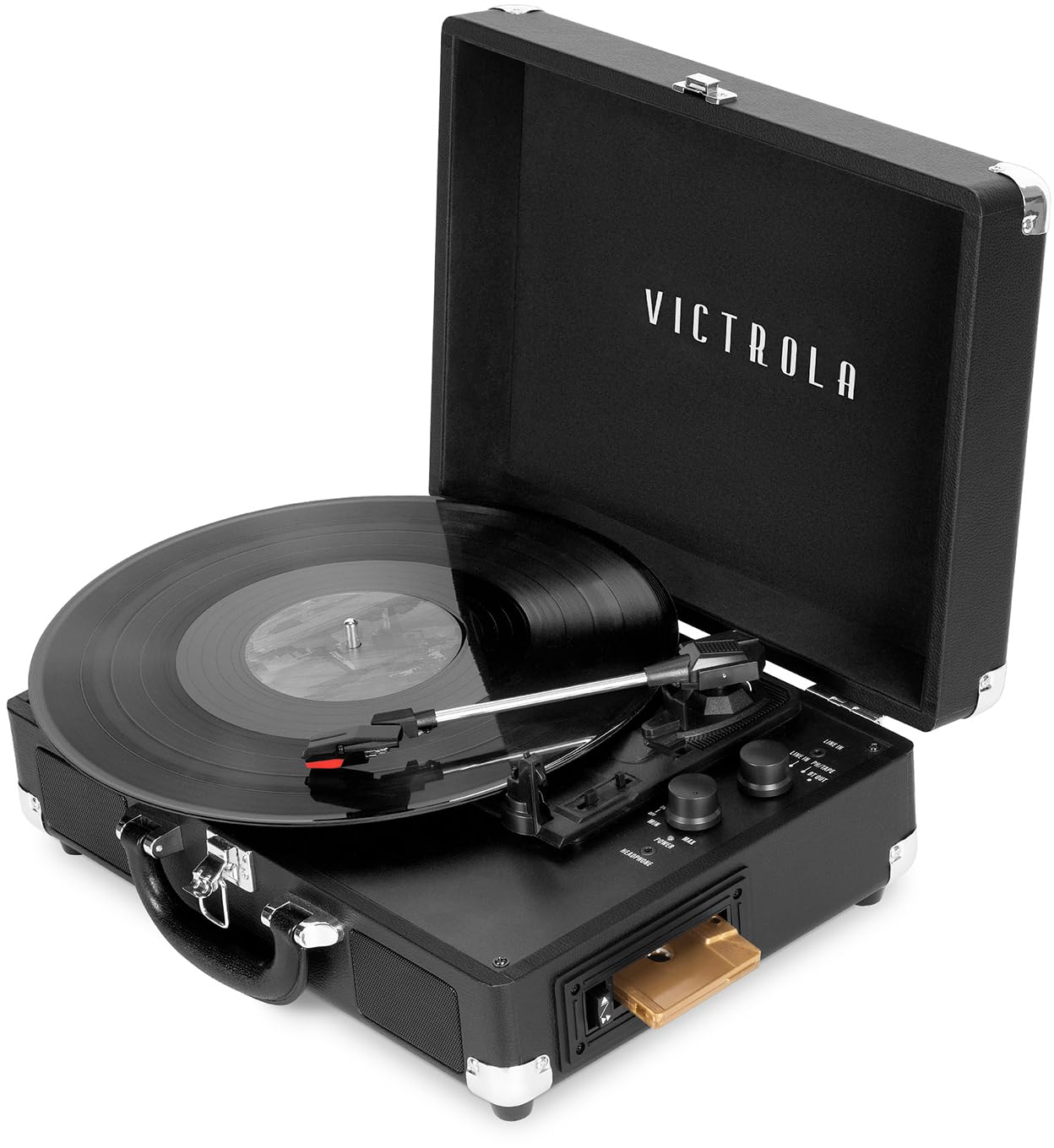 Victrola Vsc 500Btc Blk Vinyl Suitcase Record Player With Cassette, Bluetooth Connectivity, 14 X 11 X 5 Inches, Black