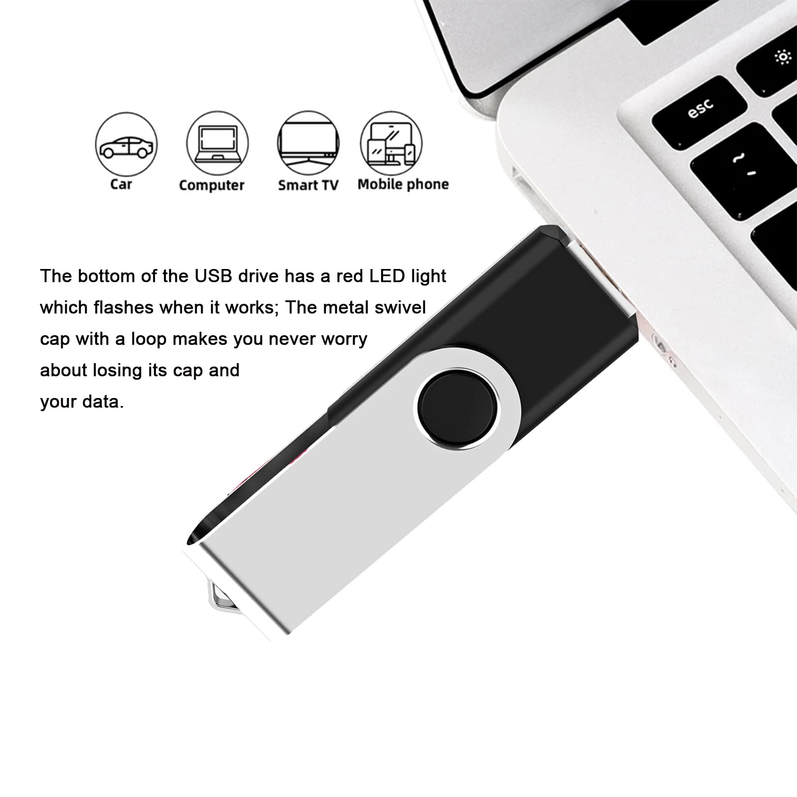 Makactua Usb Flash Drive 4Gb 10 Pack, Usb 2.0 Flash Drives Thumb Drive Swivel Memory Stick Jump Drive Pen Drive Zip Drive Black