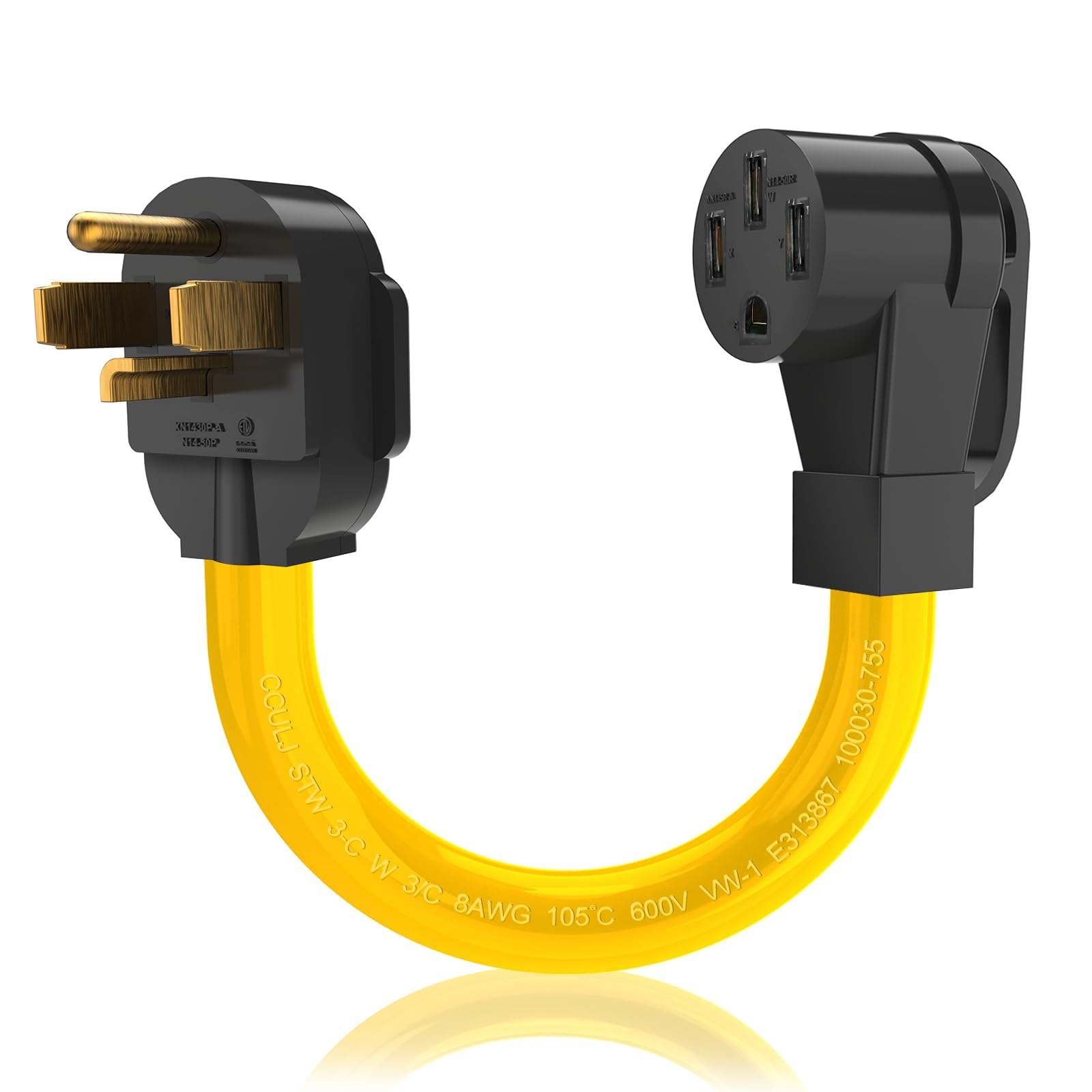 M1A2 Nema 14 30P To 14 50R Ev Charger Adapter Cord, 125V/250V 4 Prong Dryer Outlet Male Plug To 50 Amp 4 Prong Female Ev For Lev