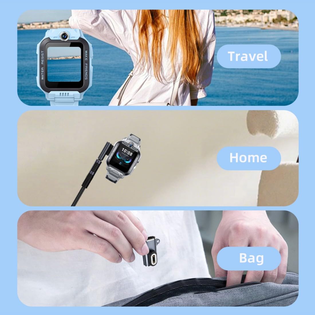 Chenyang 2 Pack Usb C To Pitch 5.0Mm 2Pin Dc 5V/12V Magnetic Smart Watch Charging Adapter For Z6~Z11 Kids Smart Watch