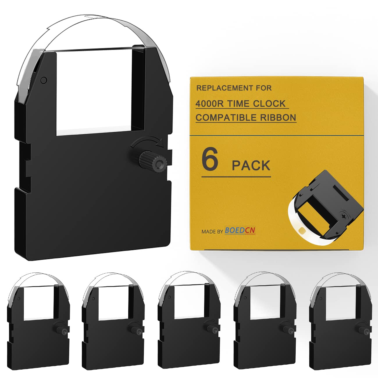 Boedcn (6 Pack) Replacement For Pyramid 4000R Compatible Ribbon Used With Pyramid 3000Hd, 3500, 3700, 4000, 4000Hd Time Clocks,