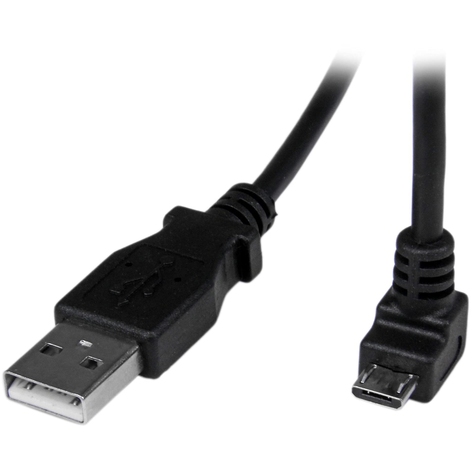 Startech.Com 2M Cord   A To Down Angle Micro B   Down Angled Micro Usb Cable   1X Usb A (M), 1X Usb Micro B (M)   Black (Usbaub2