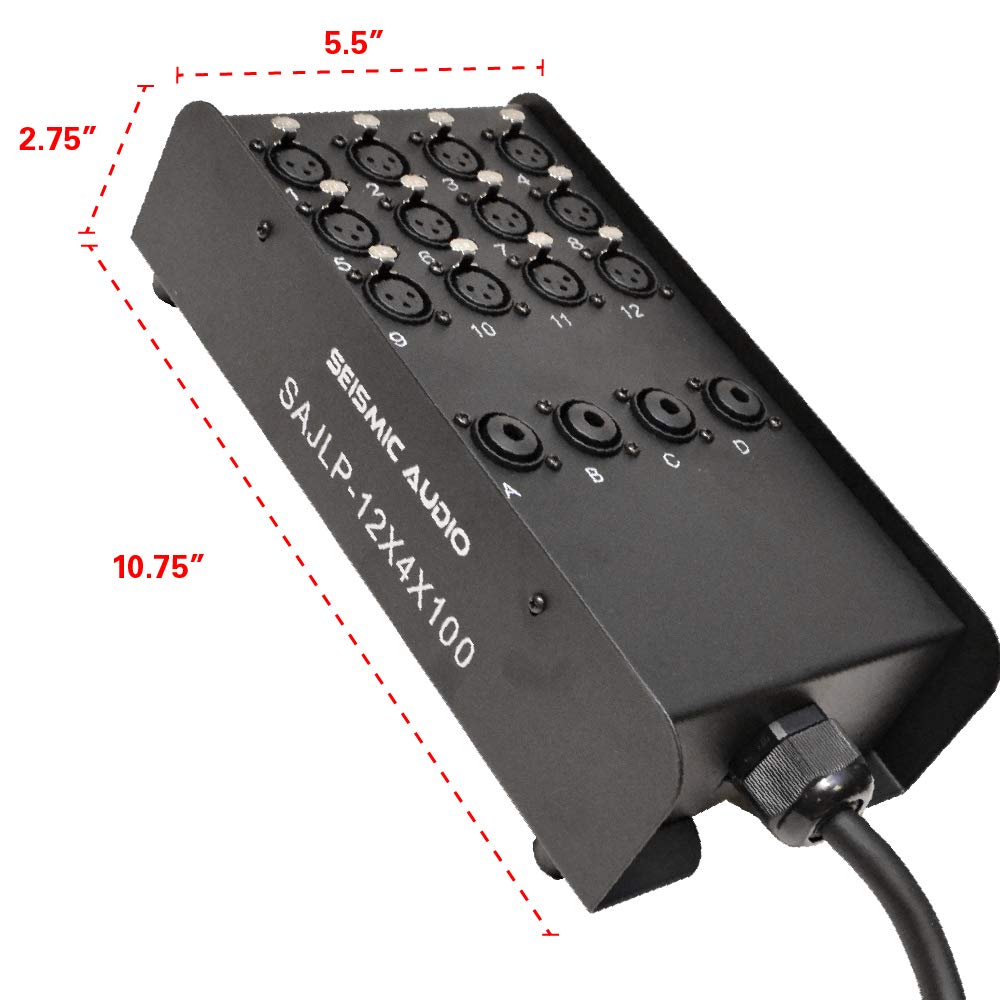 Seismic Audio - Sajlp-12X4X100-12 Channel 100 Foot Xlr Low Profile Snake Cable With 4 Trs Returns - Circuit Board Snake For Reco