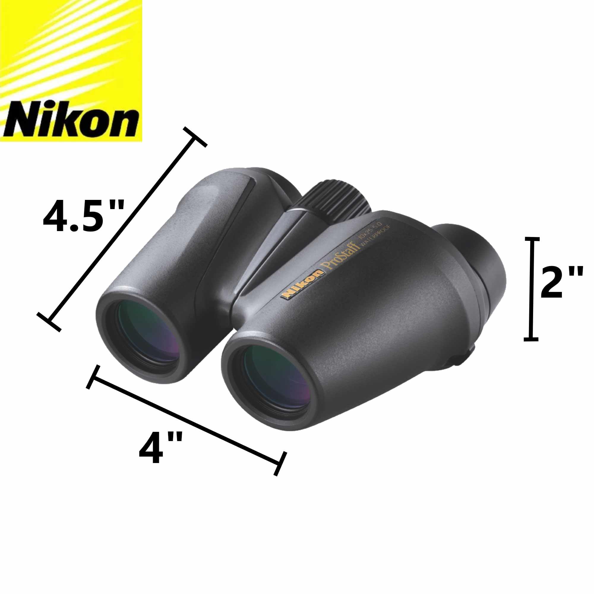 Nikon Prostaff 10X25 (7485) Black Binoculars Bundle With Lens Pen And Cleaning Cloth, Compact Binoculars For Adults For Hunting,