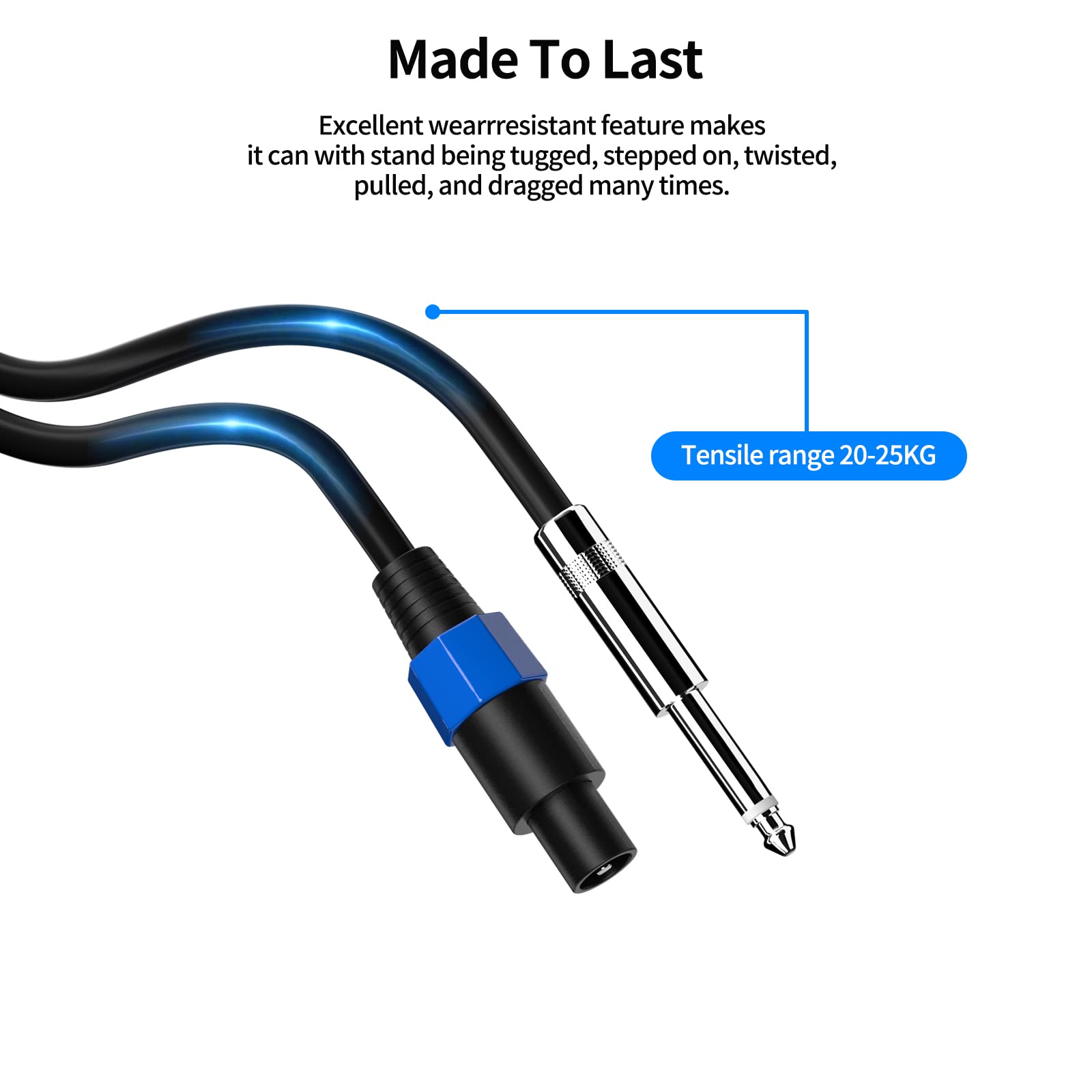 Wdpqyy 2 Pack 10 Feet Audio Speakon To 1/4 Inch Ts Speaker Cable, Professional 12Awg Guage Wire Audio Speaker Cable With Twist L