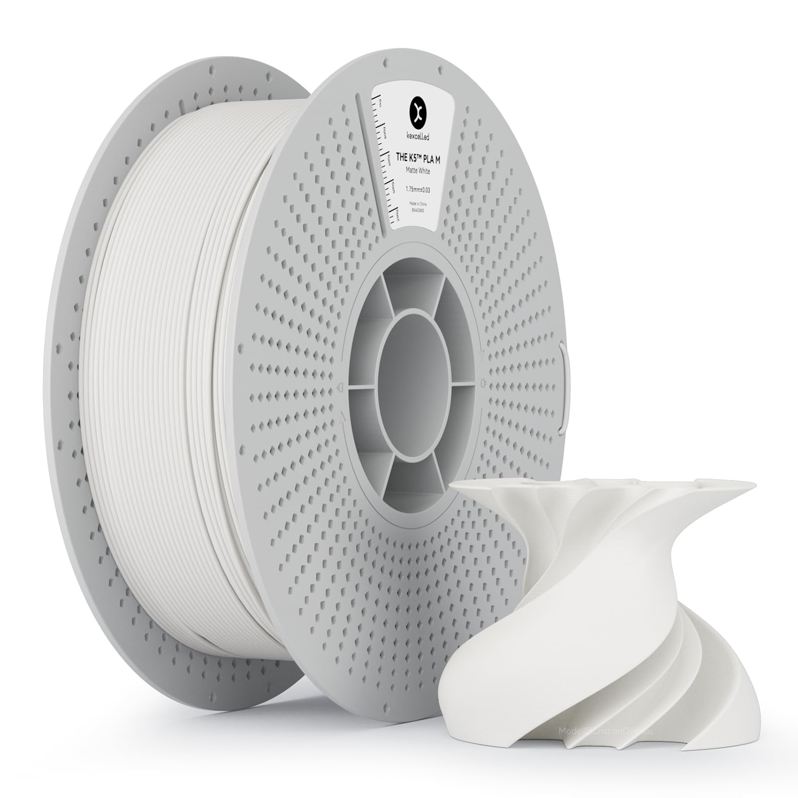 kexcelled Matte PLA Filament 1.75mm,Matte White PLA 3D Printer Filament 1kg Reusable Spool (2.2lbs) with +/-0.03mm Accuracy, Upg