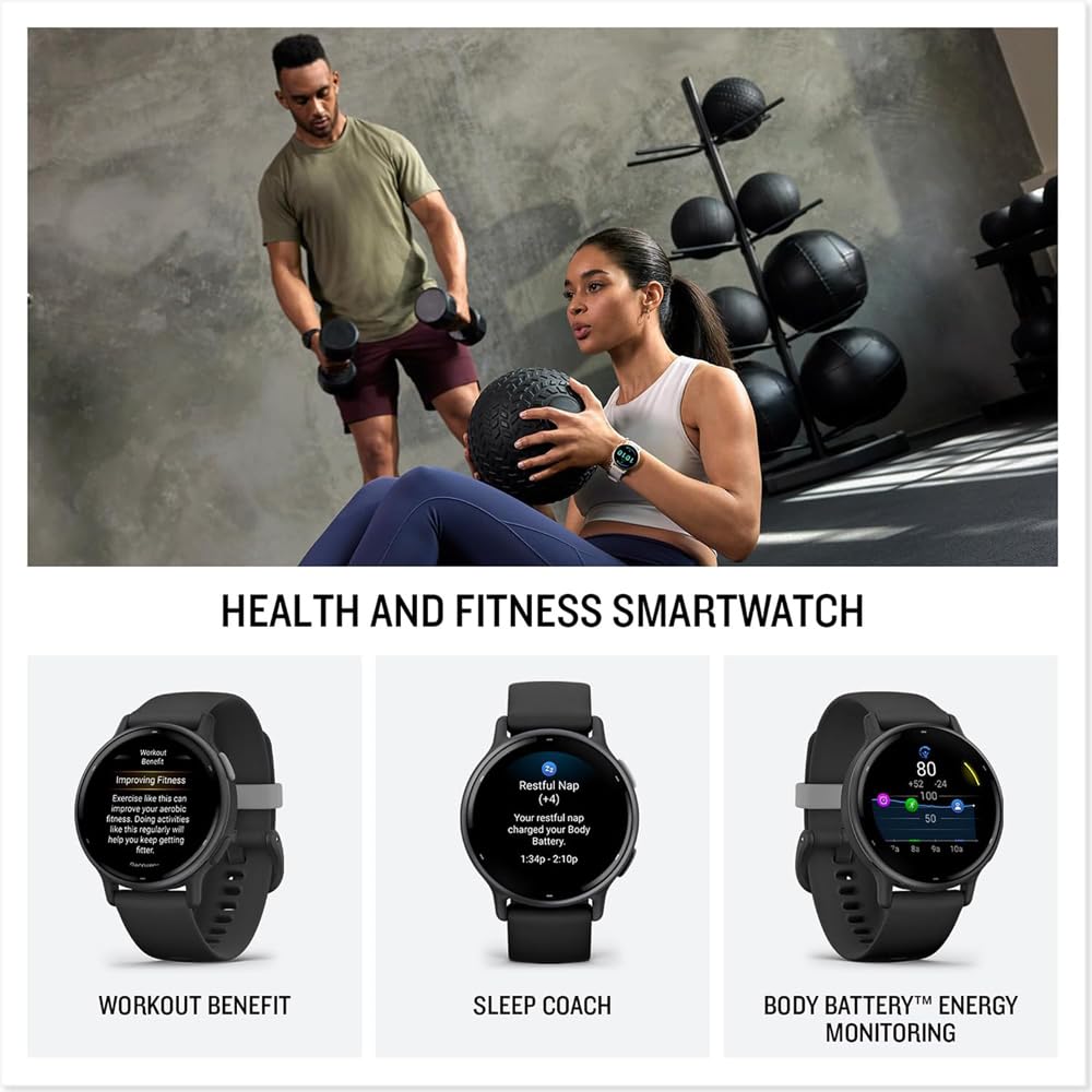 Garmin 010-02862-12 Vivoactive 5 Fitness Smartwatch, Navy | Official Usa Partner Model | Bundle With Deco Essentials 2-Pack Scre
