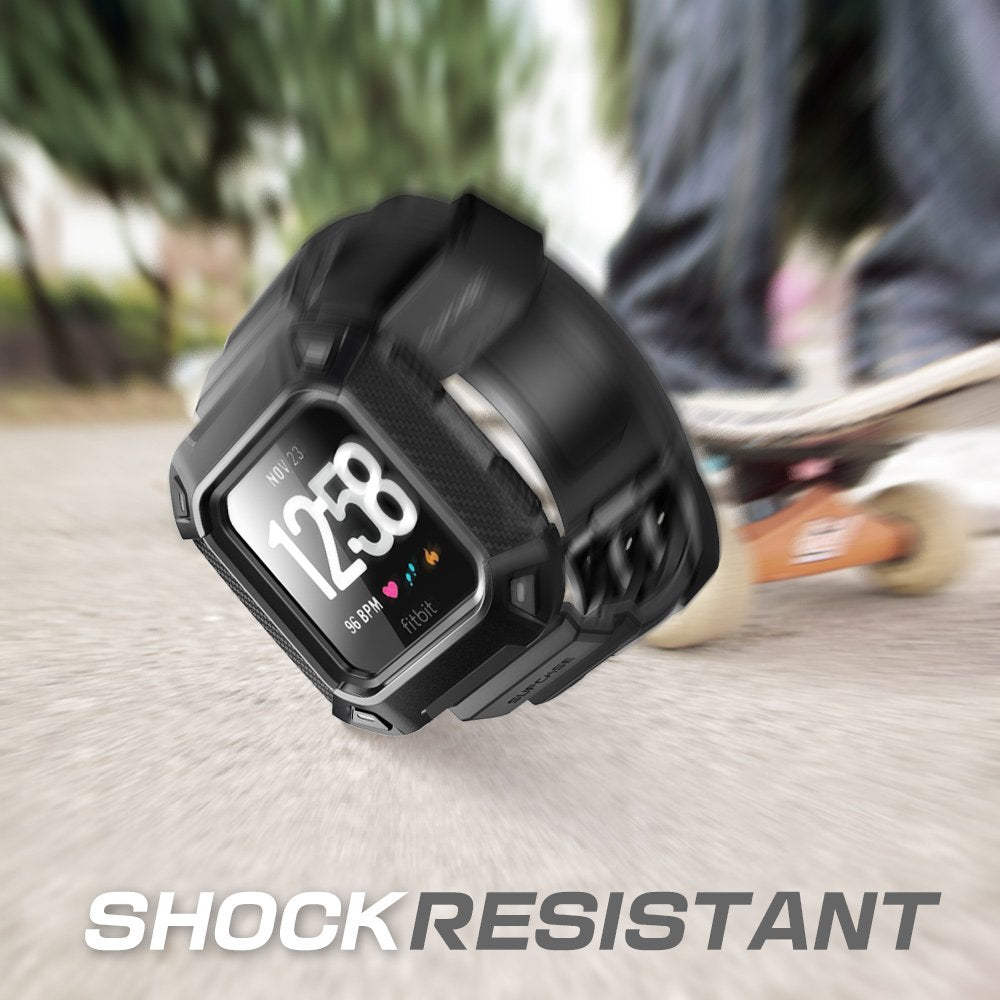 Supcase Watch Bands For Fitbit Versa & Versa Lite, Unicorn Beetle Pro Protective Replacement Wristband Case Band (Black)