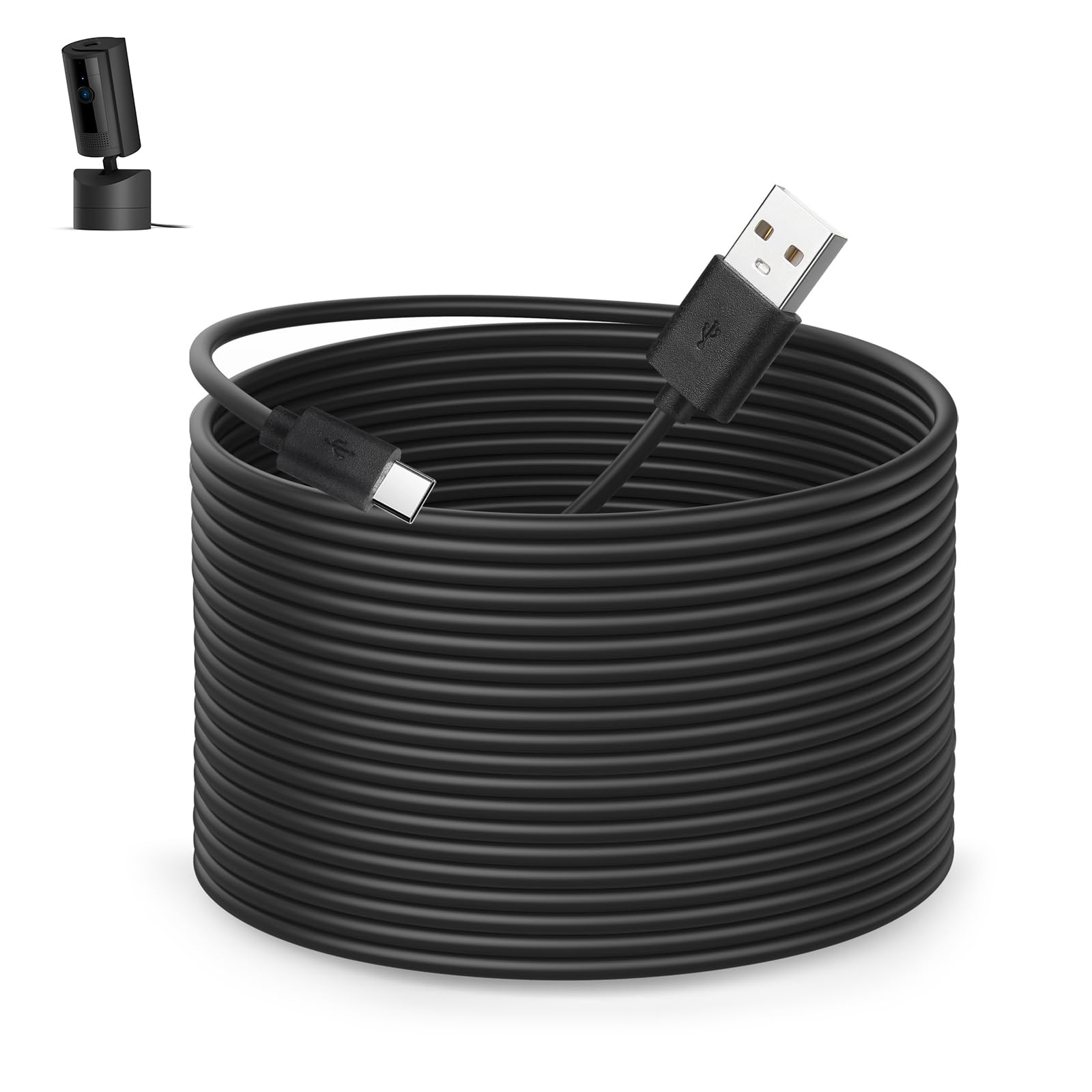 16 ft Power Cable for Ring PanTilt Indoor Cam (2024), Extension Cord Black