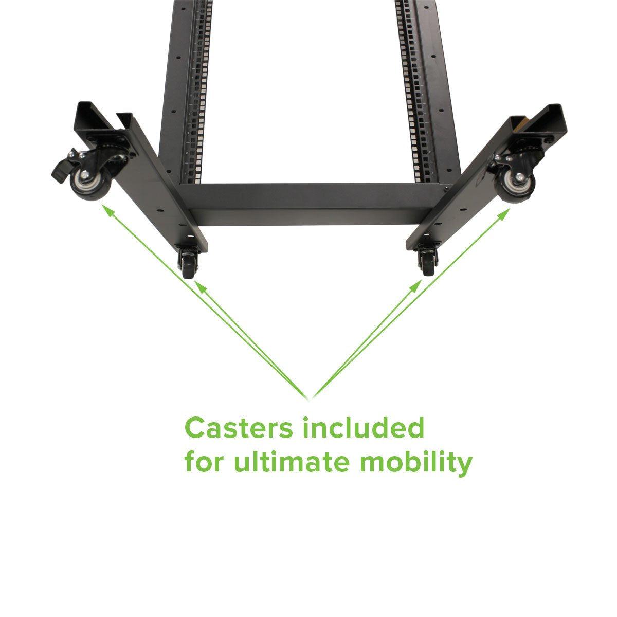 Navepoint 42U 2 Post Open Frame Server Rack With Casters For 19 Inch Equipment, Networking, And It Devices, 2 Post Rack 330Lbs W