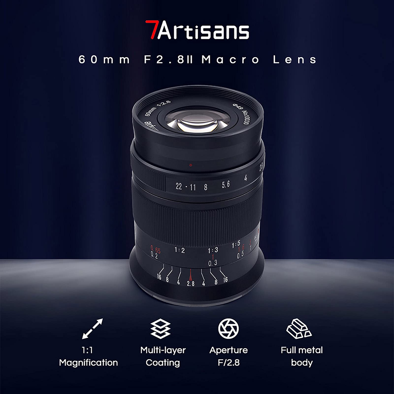 7Artisans 60Mm F2.8 Ii V2.0 Aps C Format Macro Lens, Compatible With Sony E Mount Cameras Cameras Sony A5000 A5100 A6000 A6100 A