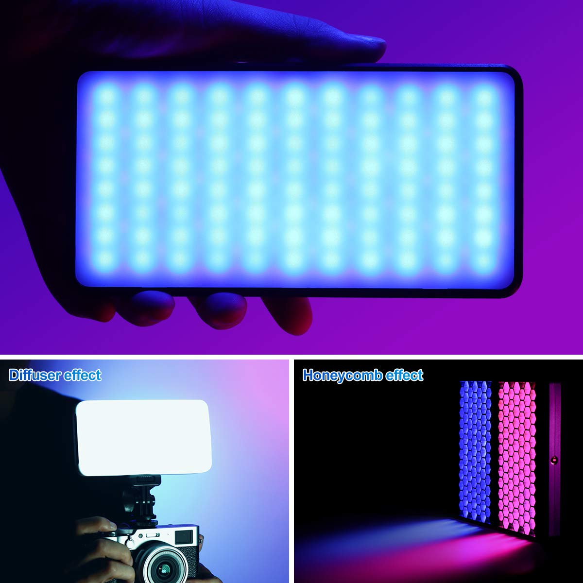 Vijim Vl196 Rgb Led Video Light With Adjustable Stand,Dimmable 2500K-9000K Full Color 20 Lighting Effect Modes Camera Led Lights