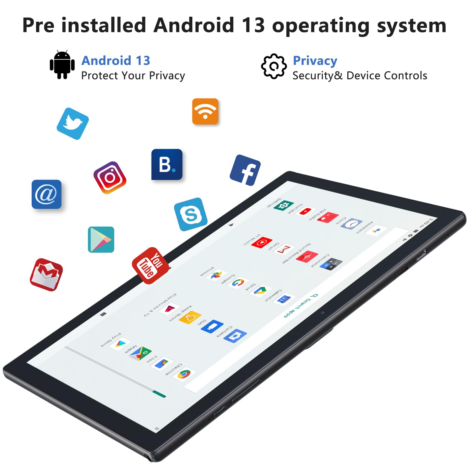 Tablet 2 In 1 6Gb+64Gb Tablet, 10 Inch Android 13 Tablet Set, Tablets With Keyboard Case Mouse Stylus Screen Flim, Ddr4 5G Wi Fi