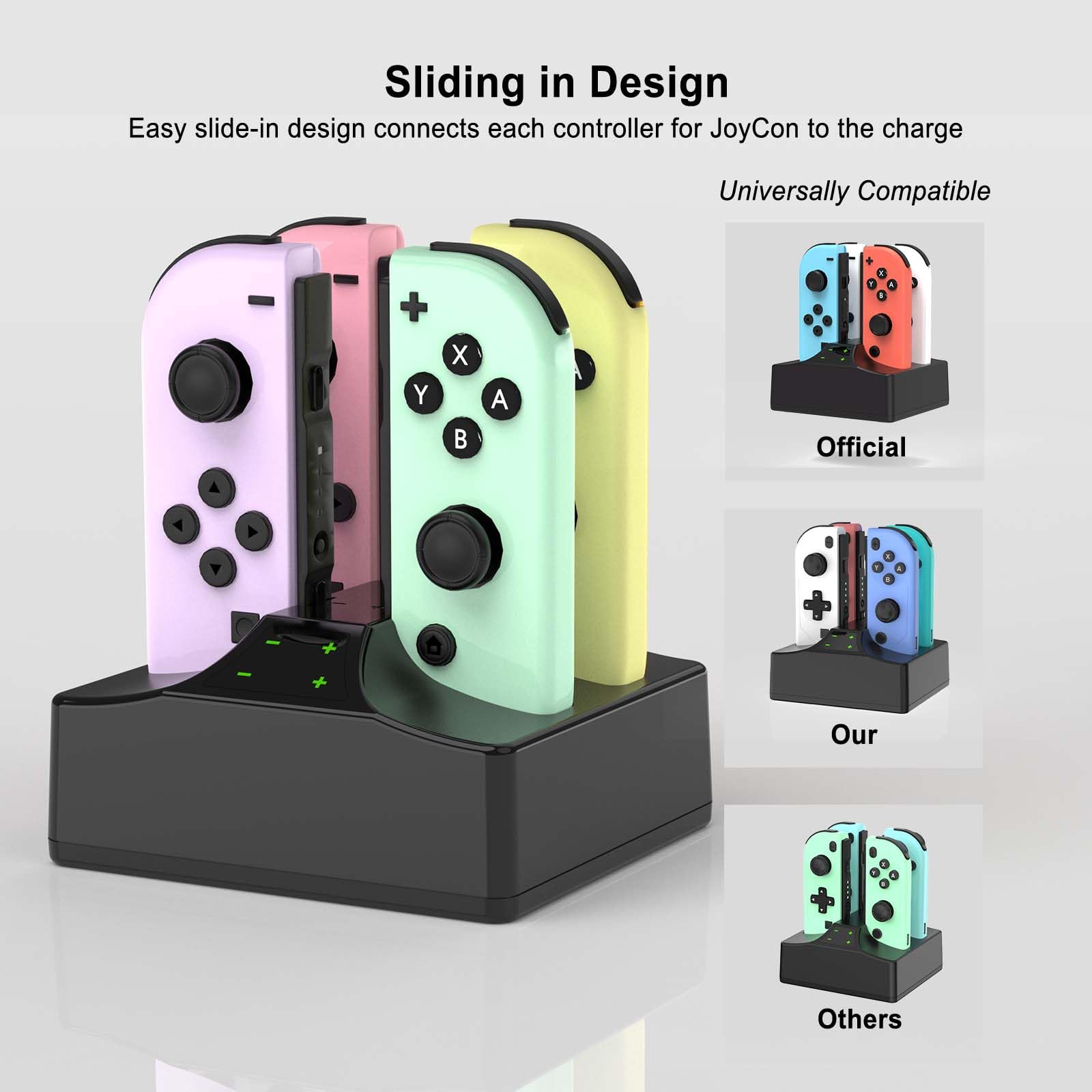 Joycon Charging Dock For Nintendo Switch & Switch Oled, Yccsky Charger Station For Switch Joy Con With A Usb Type C Charging Cab