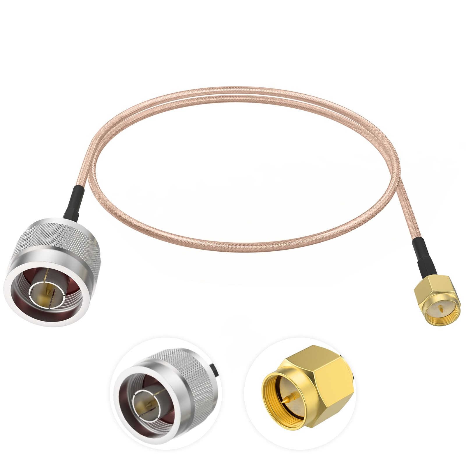 Sdtc Tech N Type Male To Sma Male Coaxial Adapter Cable Coax Antenna Extender Wi Fi Connector Rg316 Jumper (20 Inch/ 50Cm)